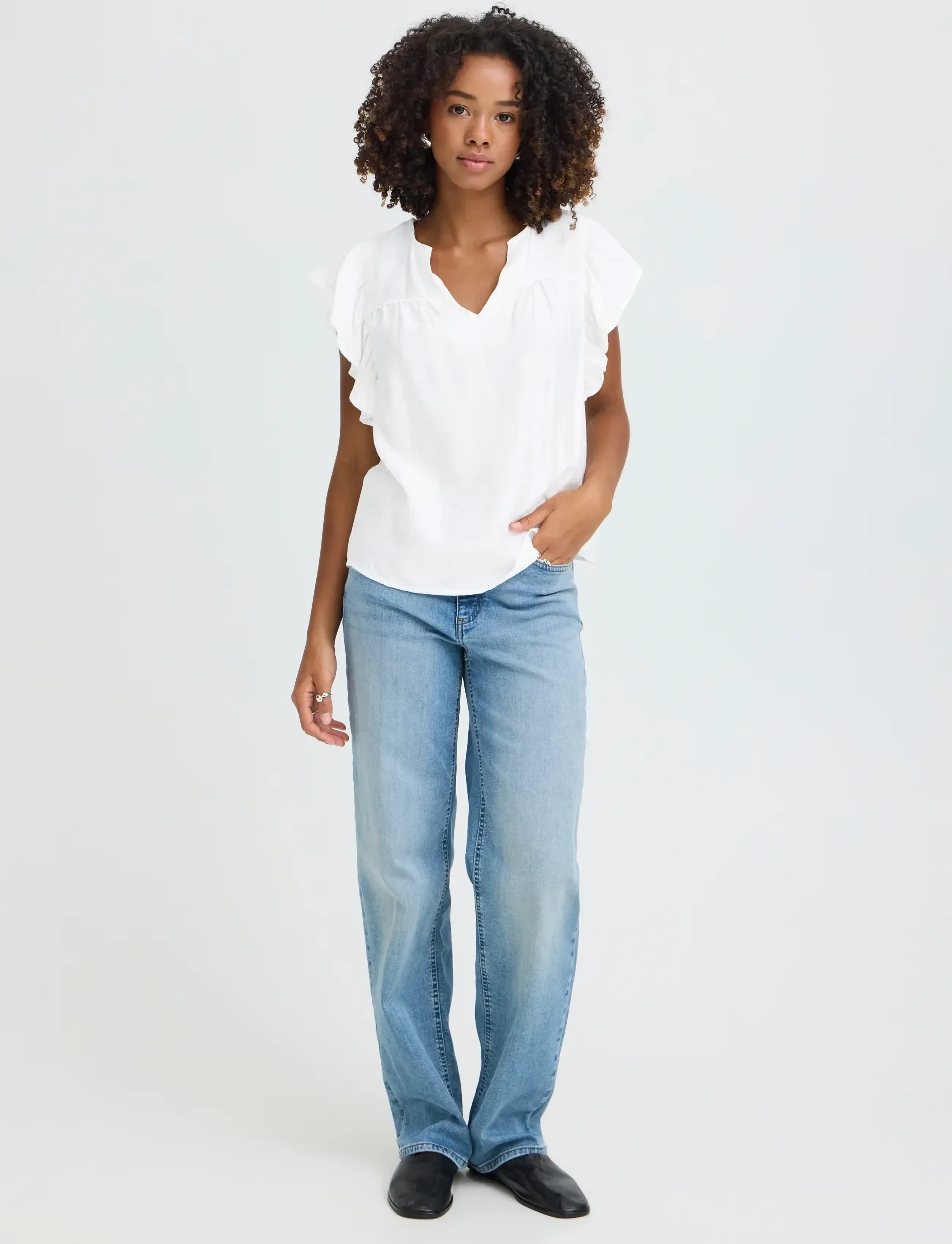 ICHI IHHETTA SS - Lühikeste varrukatega pluusid - CLOUD DANCER / white