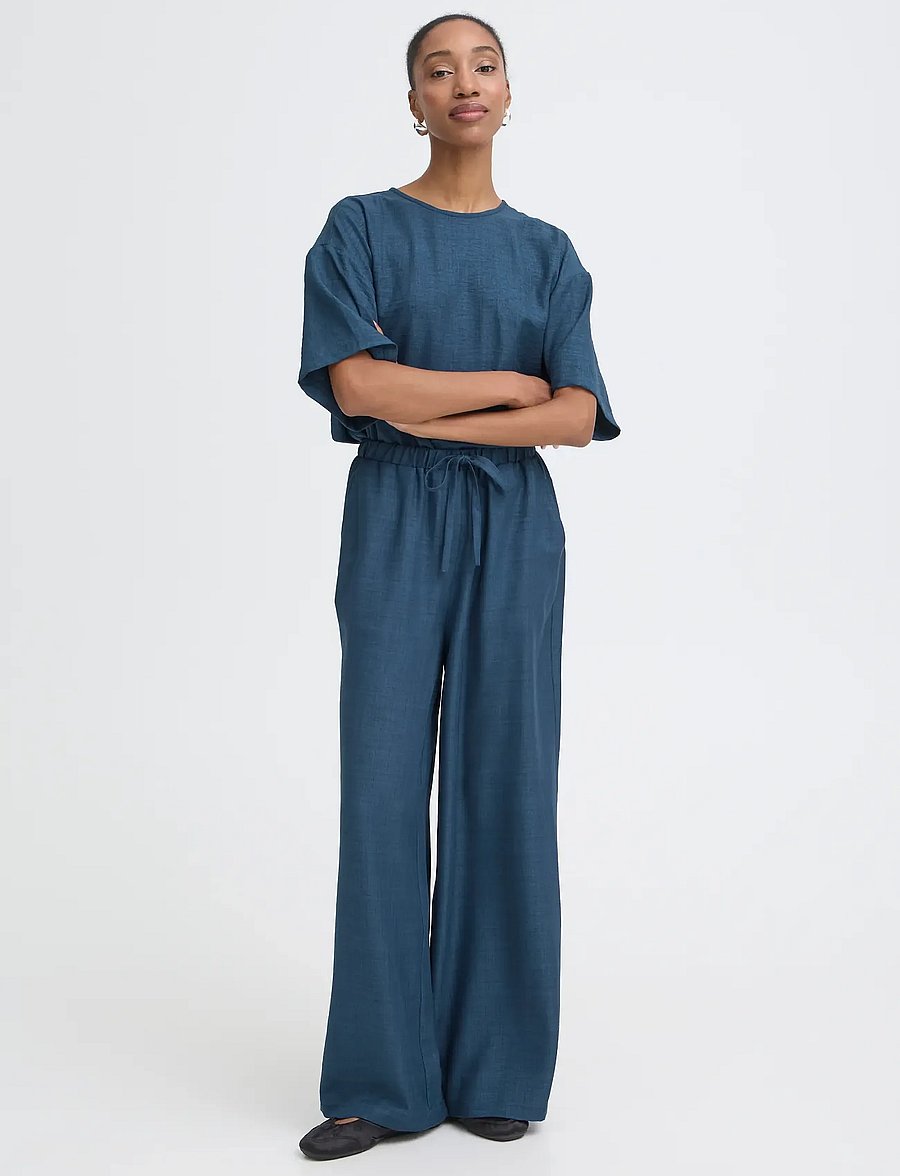 ICHI - IHKATICO PA - hosen mit weitem bein - true navy melange - 5