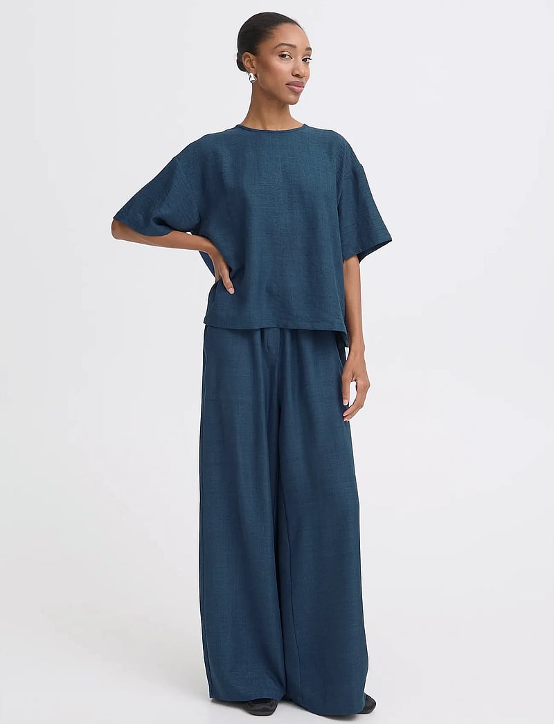 ICHI - IHKATICO SH - kurzämlige blusen - true navy melange - 0
