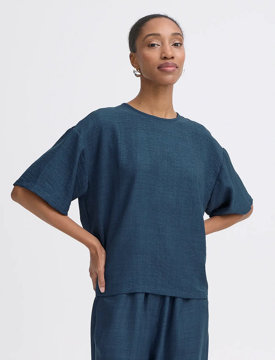 ICHI - IHKATICO SH - kurzärmelige blusen - true navy melange - 5