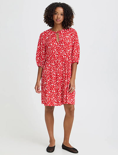 ICHI IHMARRAKECH AOP DR23 - Mekot - FIERY RED FLOWER / red