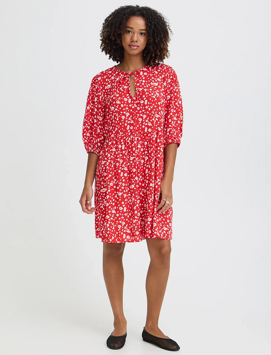 ICHI - IHMARRAKECH AOP DR23 - konfirmation - fiery red flower - 0