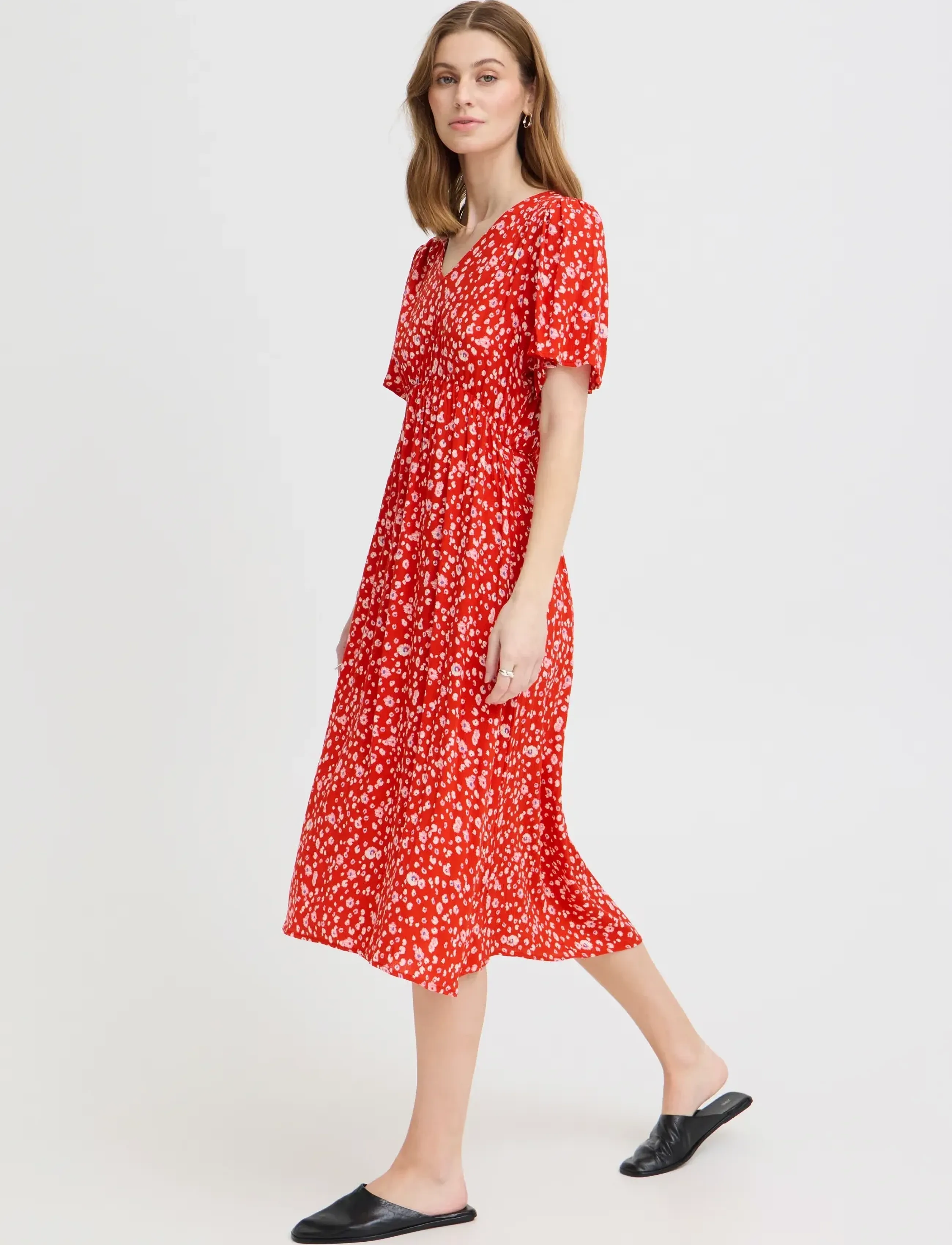 ICHI - IHMARRAKECH AOP DR25 - sommerkleider - fiery red flower - 5