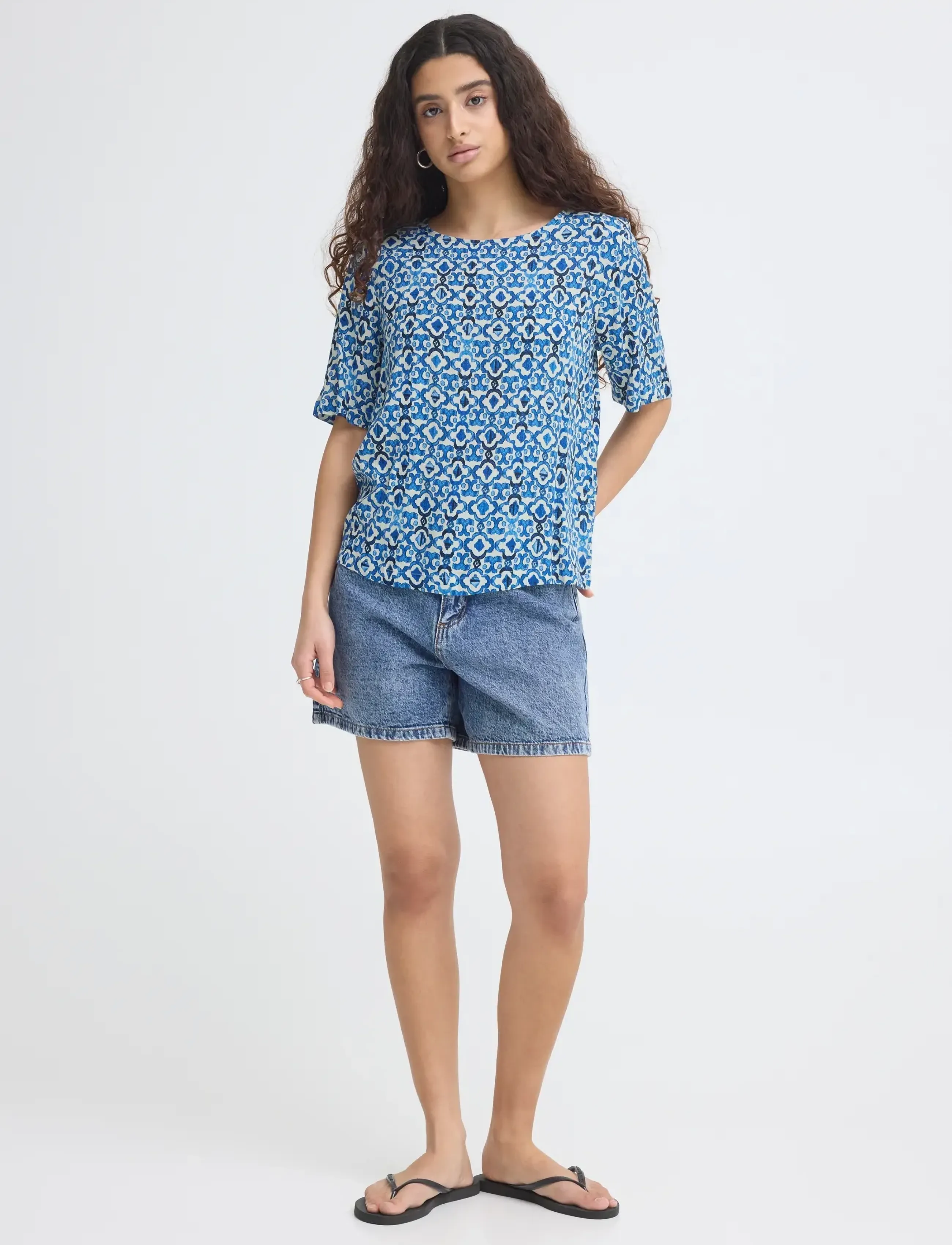 ICHI - IHMARRAKECH AOP SS17 - kortærmede bluser - sodalite blue ikat - 3