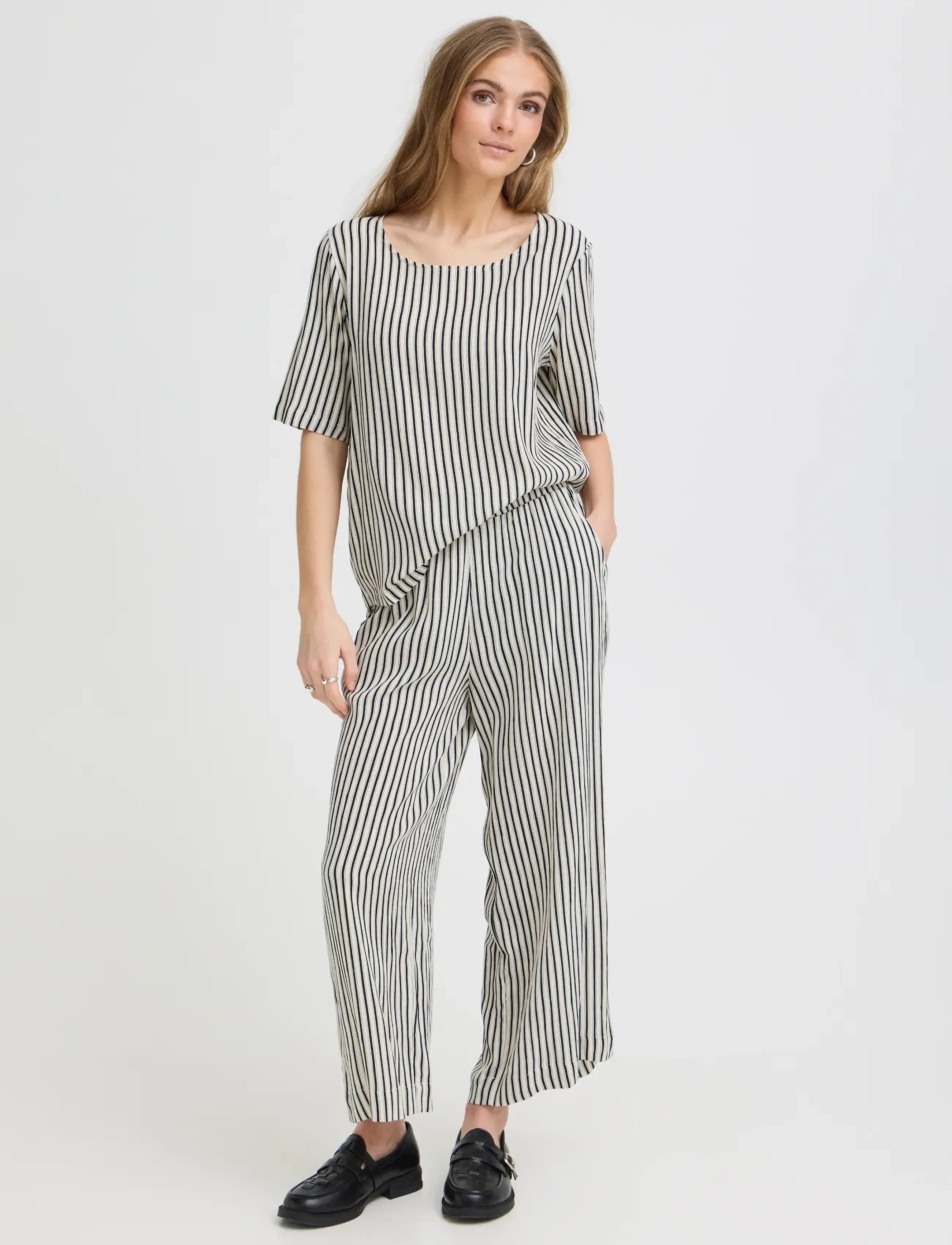 ICHI Ihmarrakech Aop Ss17, XL, Black, Bluser > Kortærmede, Dame
