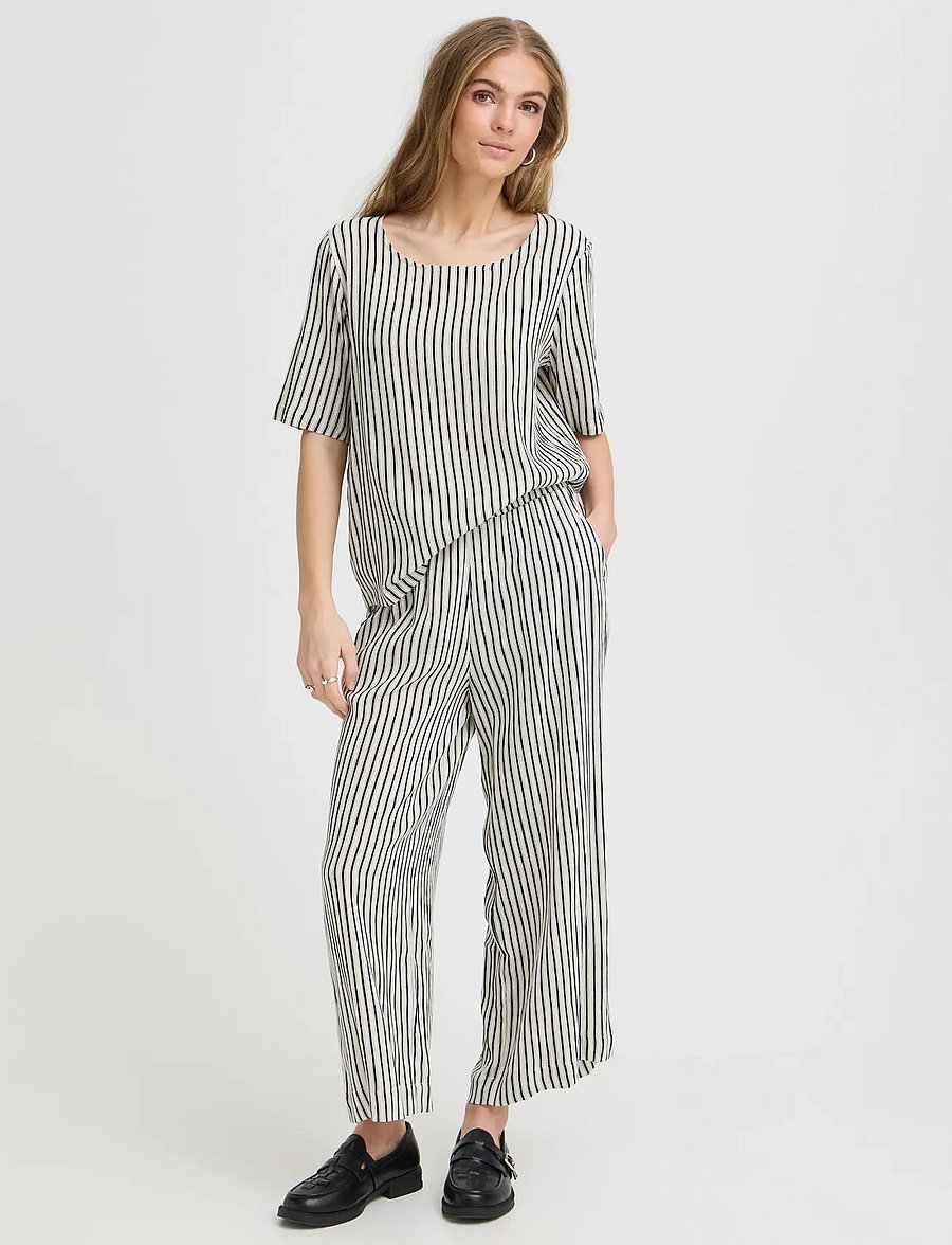 ICHI - IHMARRAKECH AOP SS17 - kurzärmelige blusen - total eclipse stripe - 0