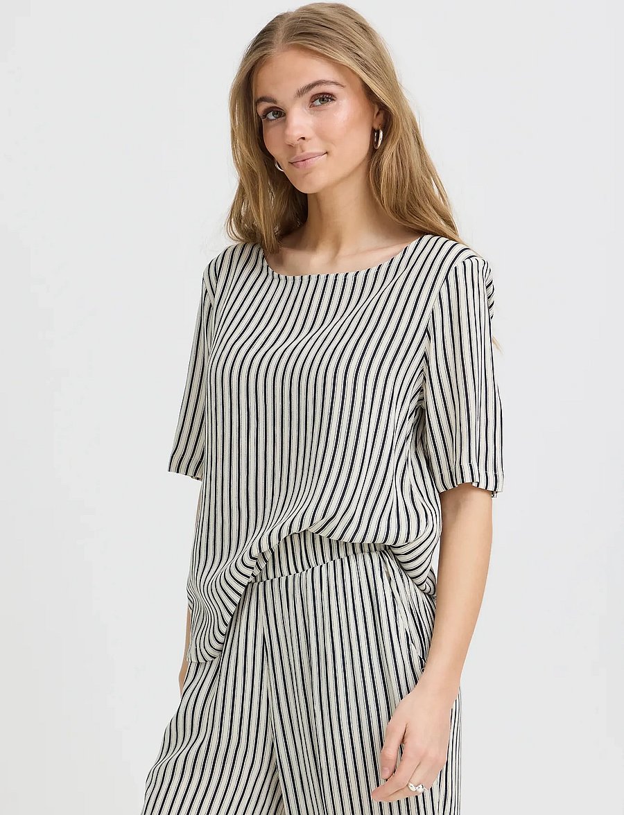 ICHI - IHMARRAKECH AOP SS17 - kurzärmelige blusen - total eclipse stripe - 5