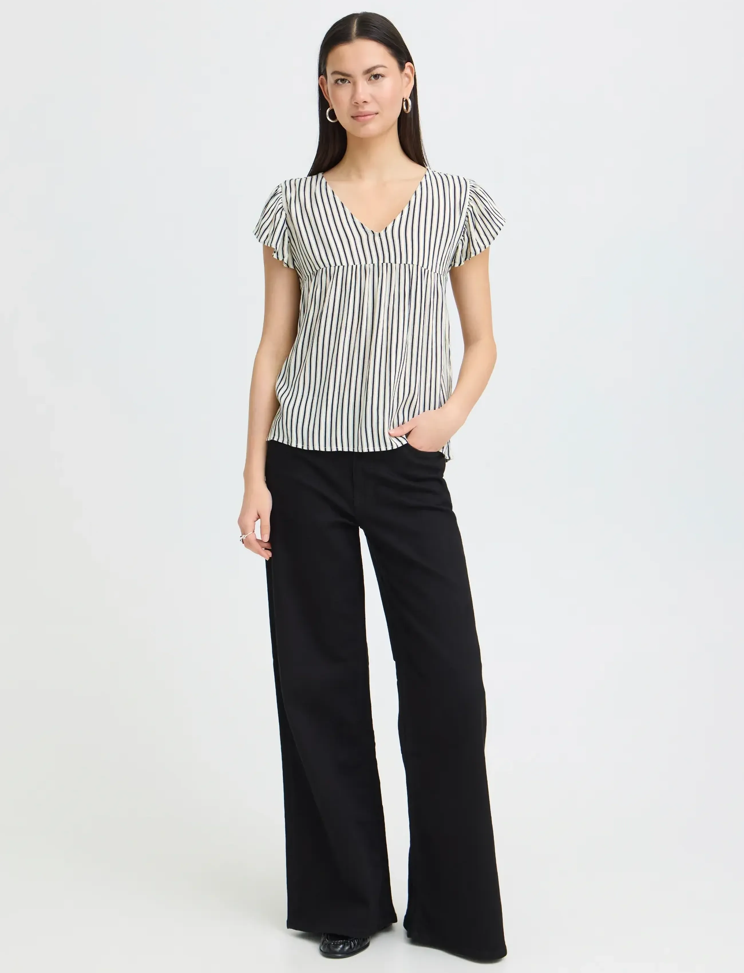 ICHI Ihmarrakech Aop To11, XS, Cream, Bluser > Kortærmede, Dame