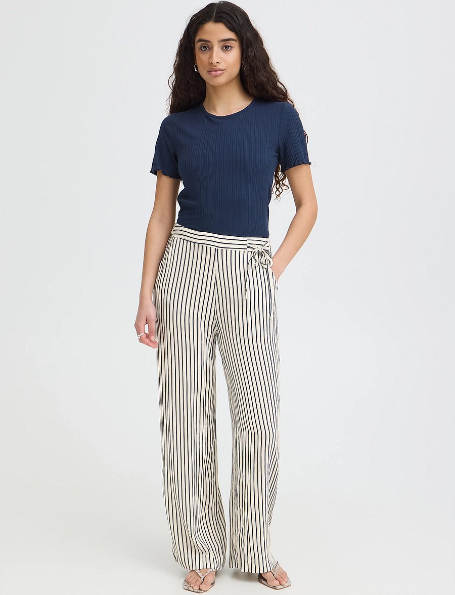 ICHI - IHMARRAKECH AOP PA3 - hose mit geradem bein - total eclipse stripe - 0