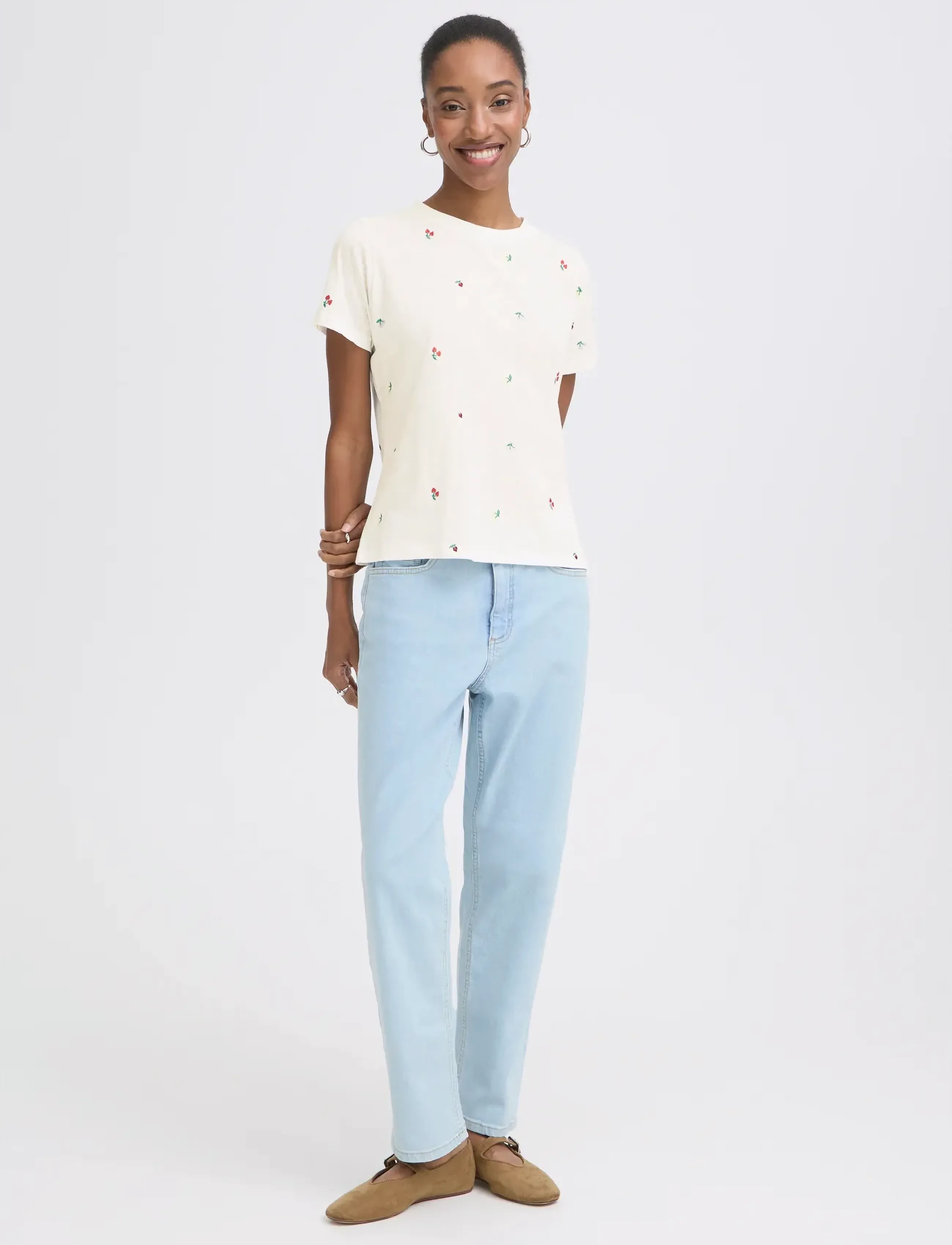 ICHI IHOLYA SS7 - T-särgid ja alussärgid - CLOUD DANCER / MULTI / cream