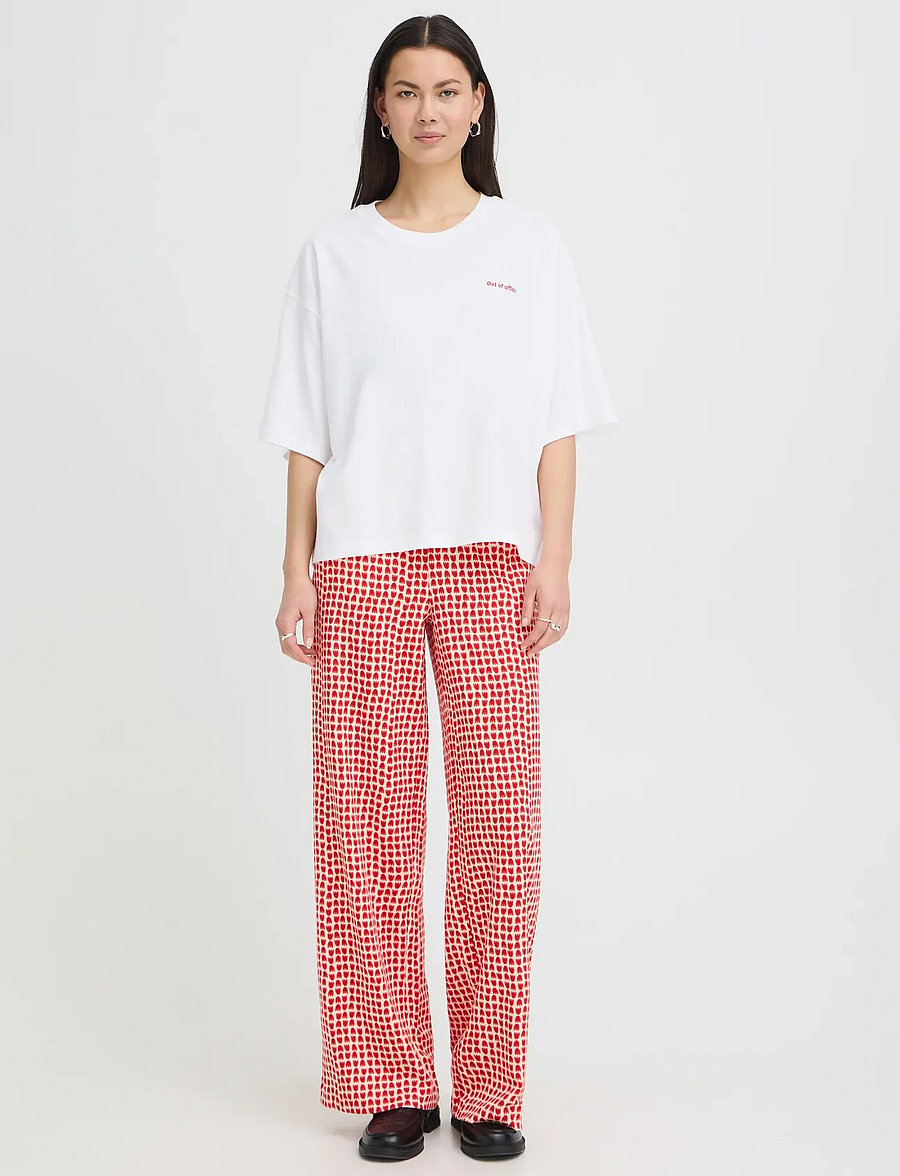 ICHI - IHNICA SS3 - t-shirts - cloud dancer / fiery red - 0