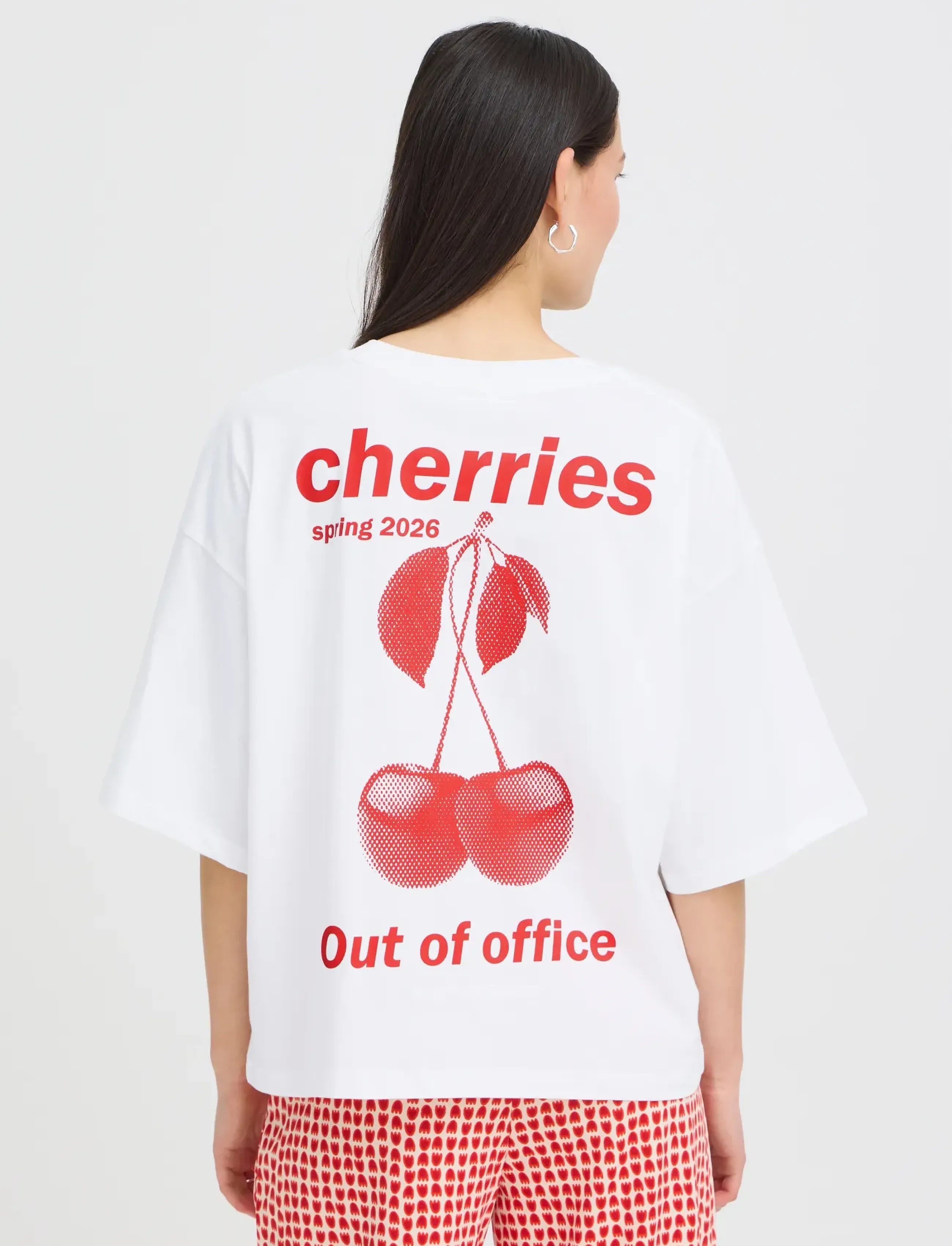 ICHI - IHNICA SS3 - t-shirts - cloud dancer / fiery red - 3