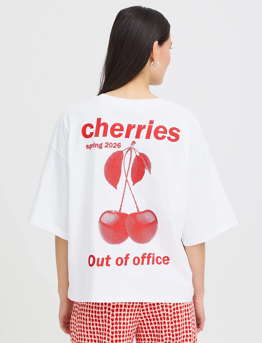 ICHI - IHNICA SS3 - t-shirts - cloud dancer / fiery red - 3
