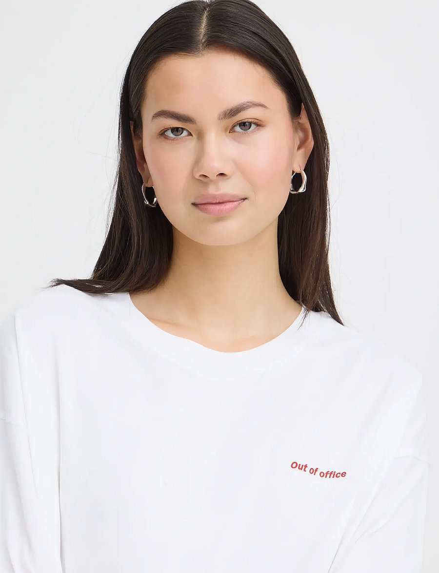 ICHI - IHNICA SS3 - t-shirts - cloud dancer / fiery red - 4