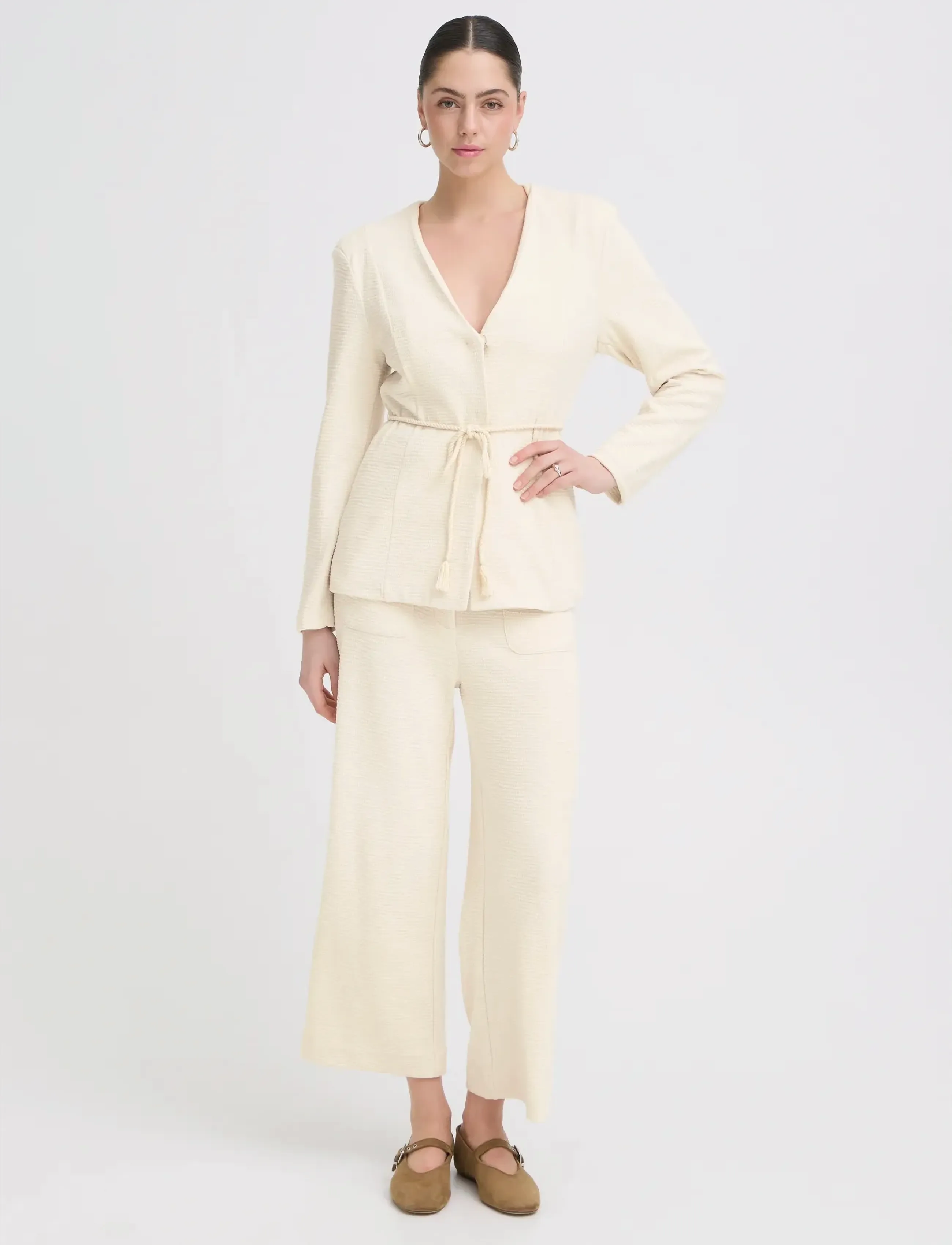 ICHI Ihkate Lumina Bl2, L, Blazer, Creme - Belted Frauen