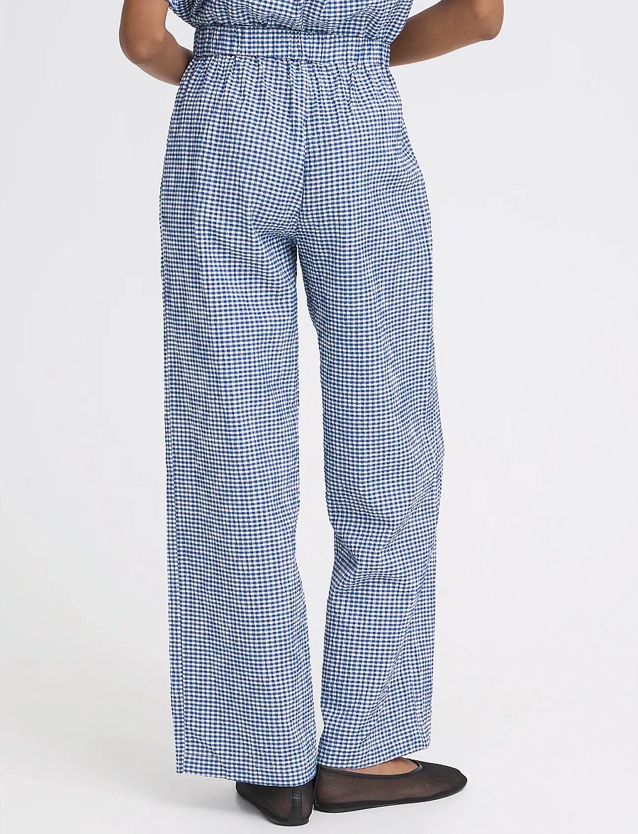 ICHI - IHJILMA PA - laia säärega püksid - sodalite blue/white check - 4
