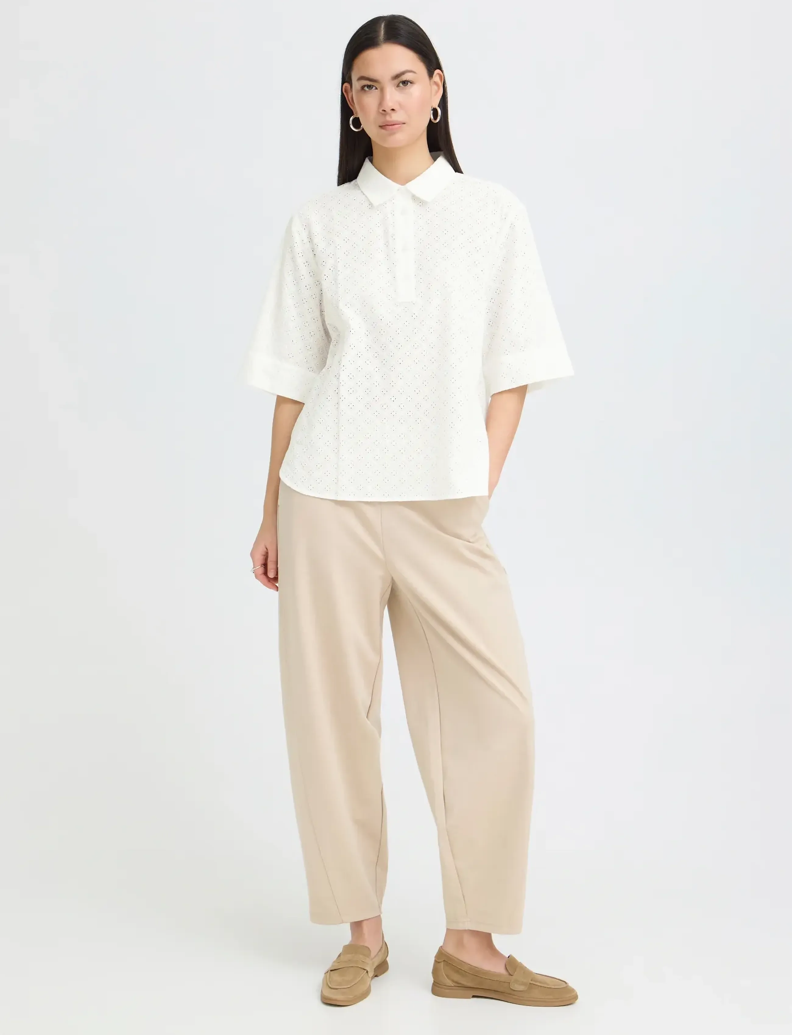 ICHI IHCRIZA SS - T-skjorter - CLOUD DANCER / cream