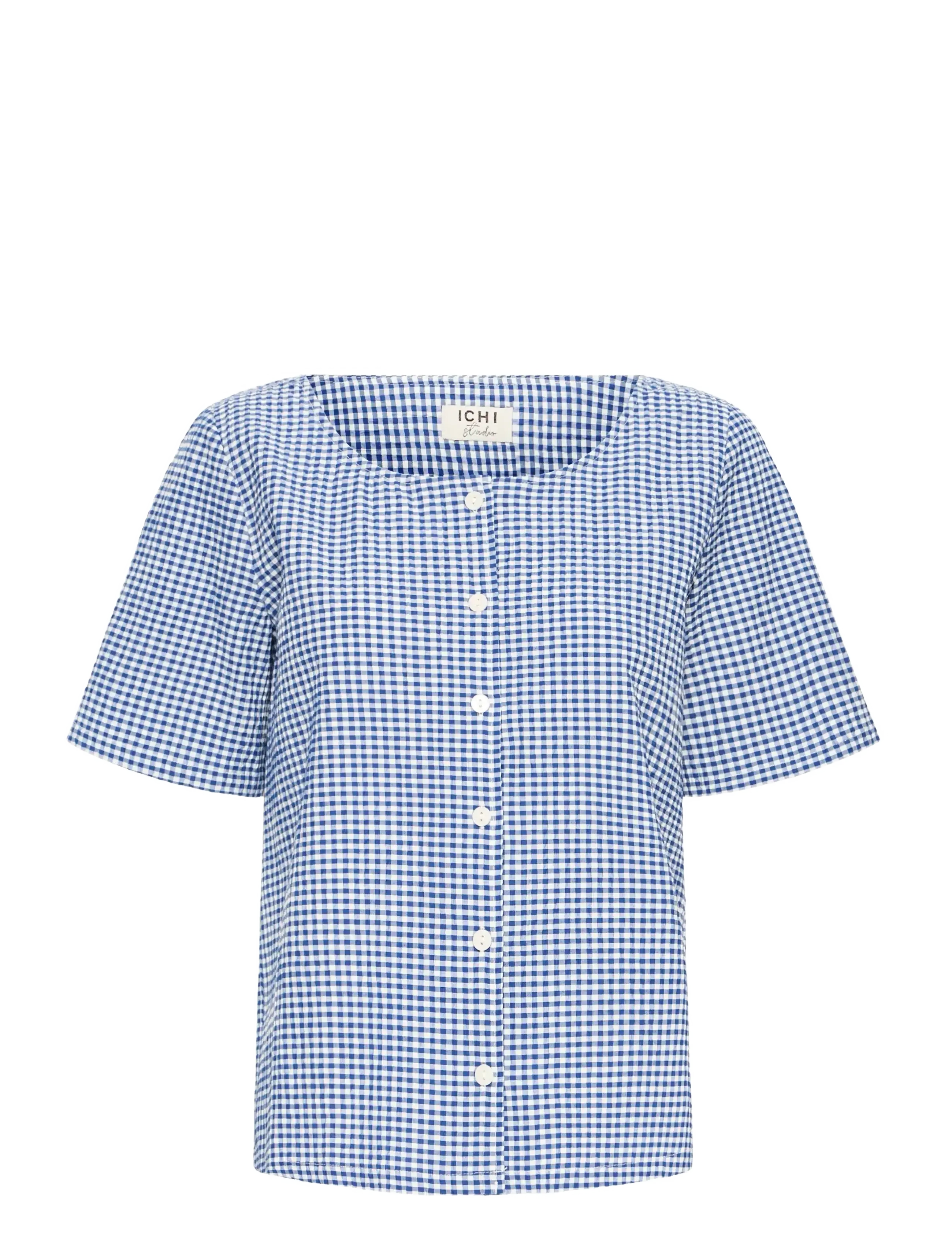ICHI IHJILMA SH - Kortærmede bluser - SODALITE BLUE/WHITE CHECK / blue