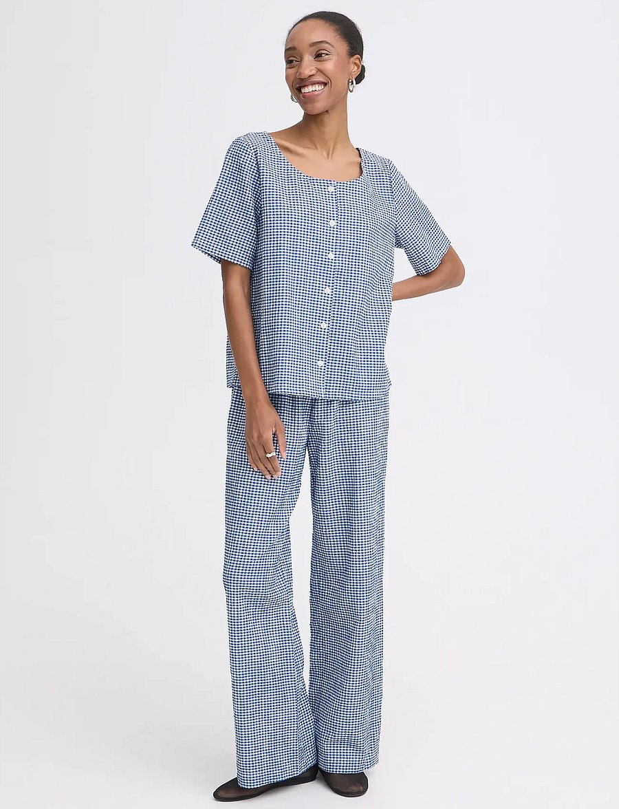 ICHI - IHJILMA SH - short-sleeved blouses - sodalite blue/white check - 0