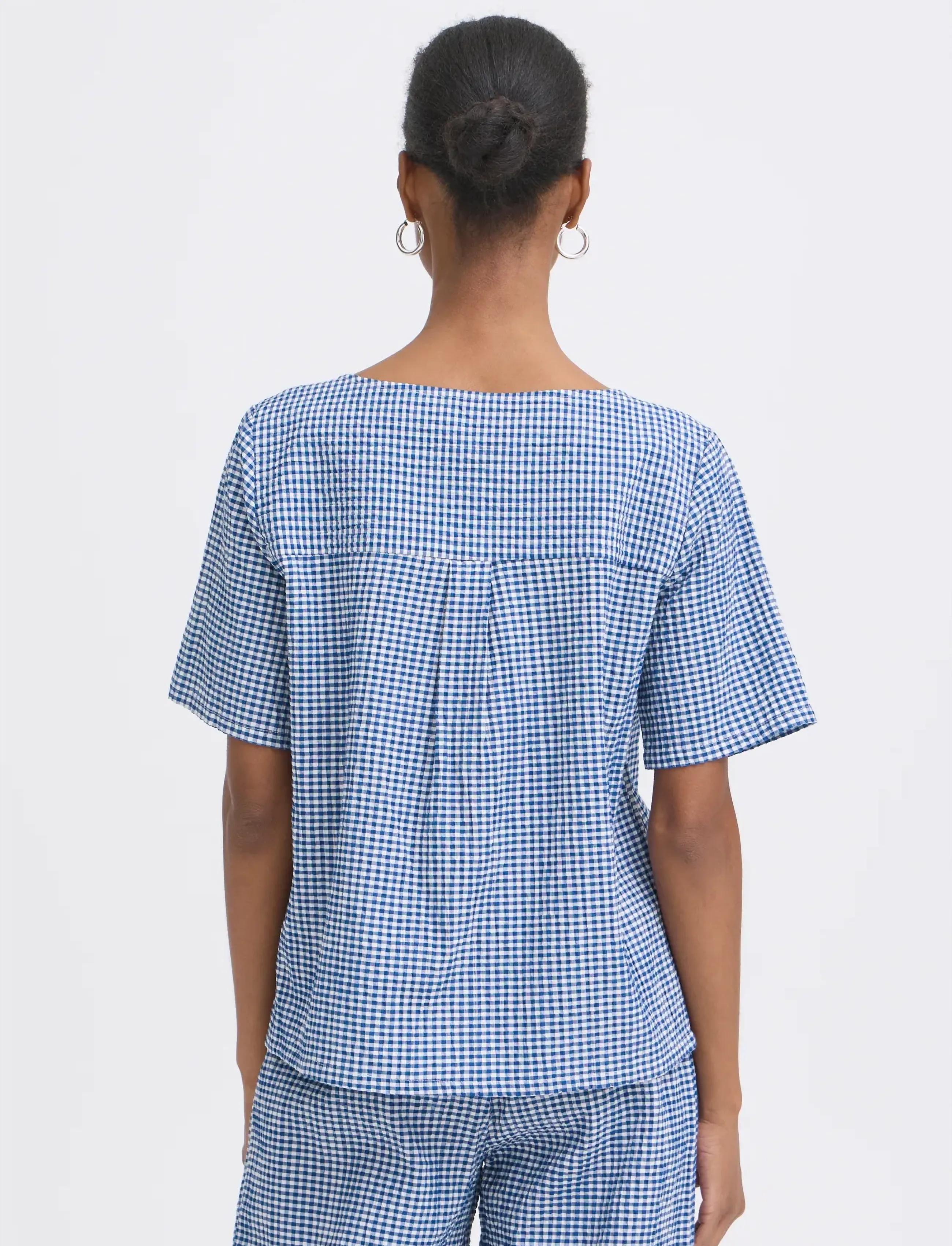 ICHI - IHJILMA SH - kortærmede bluser - sodalite blue/white check - 3