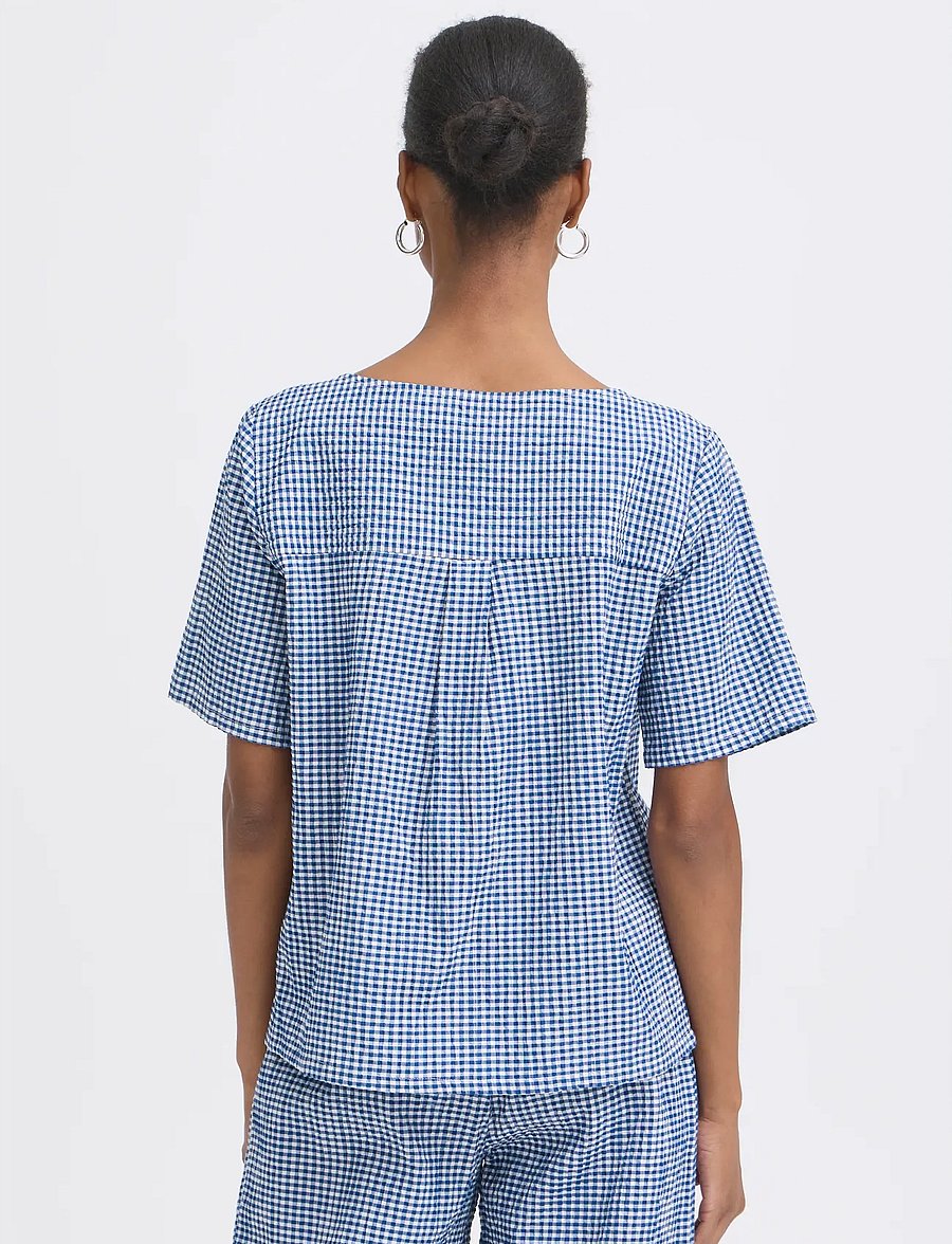 ICHI - IHJILMA SH - short-sleeved blouses - sodalite blue/white check - 3