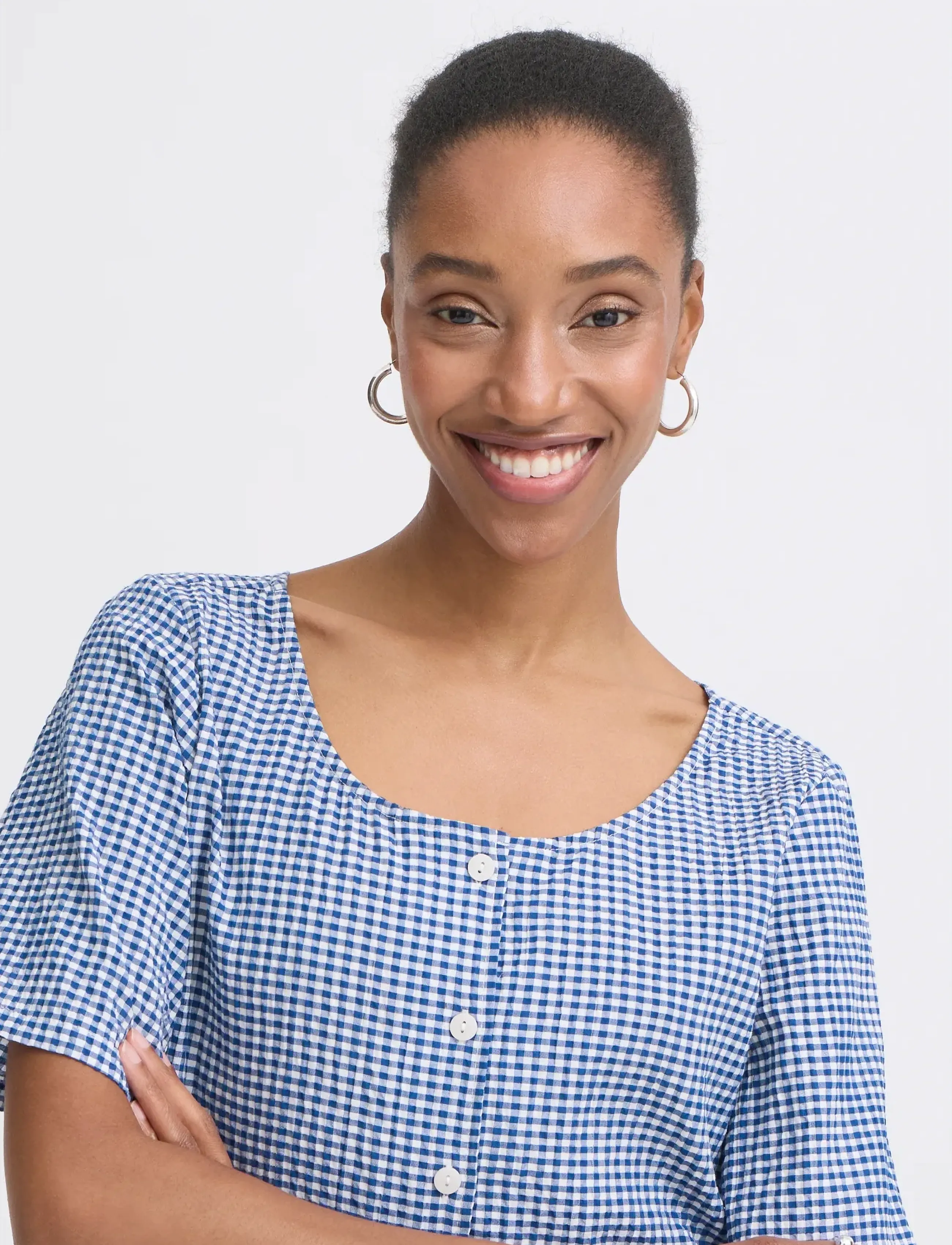 ICHI - IHJILMA SH - kortærmede bluser - sodalite blue/white check - 4