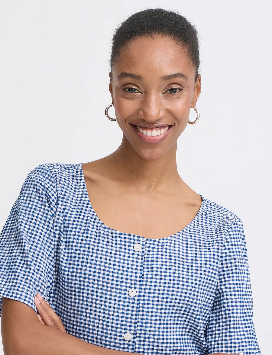ICHI - IHJILMA SH - short-sleeved blouses - sodalite blue/white check - 4