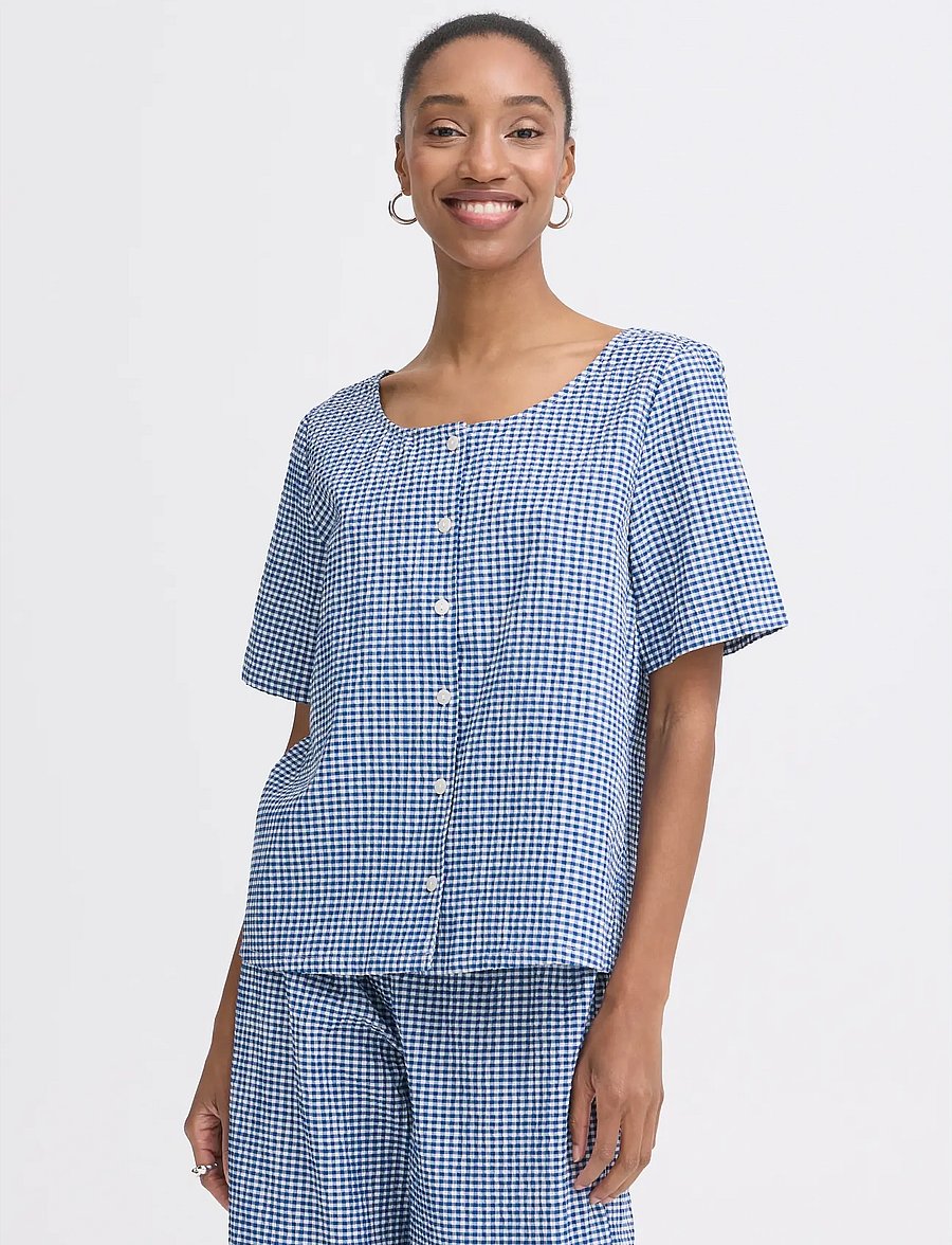 ICHI - IHJILMA SH - short-sleeved blouses - sodalite blue/white check - 5