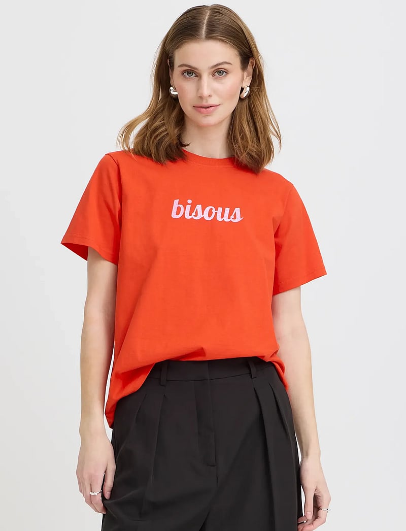 ICHI - IHLOMONI SS - t-shirts - fiery red/wild orchid - 0