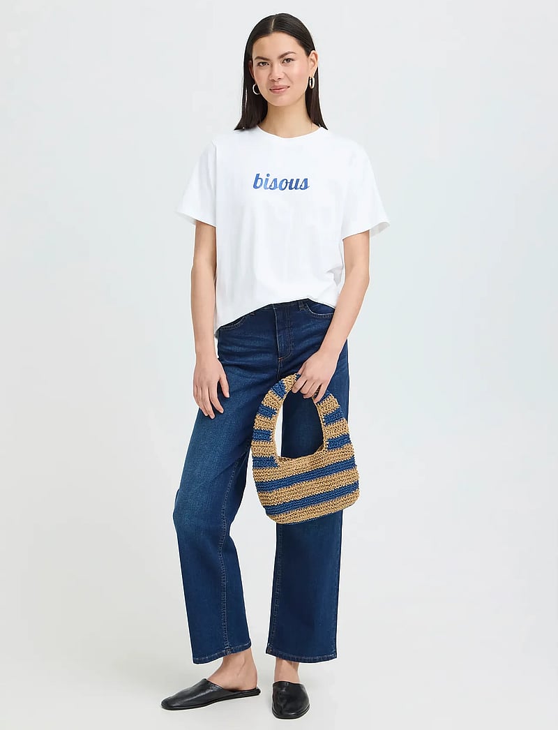 ICHI - IHLOMONI SS - t-shirts - white/sodalite blue - 0