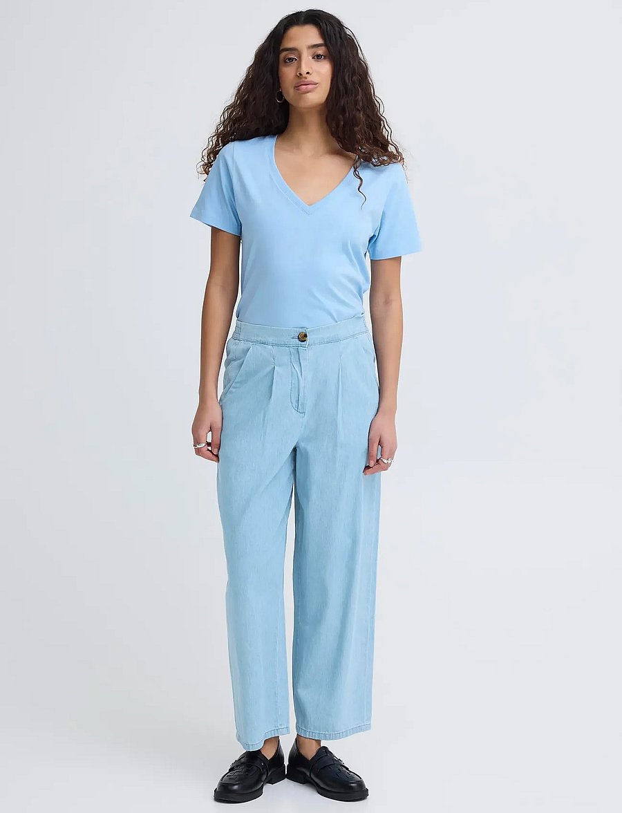 ICHI - IHBARCY PA2 - bukser med brede ben - light blue - 0