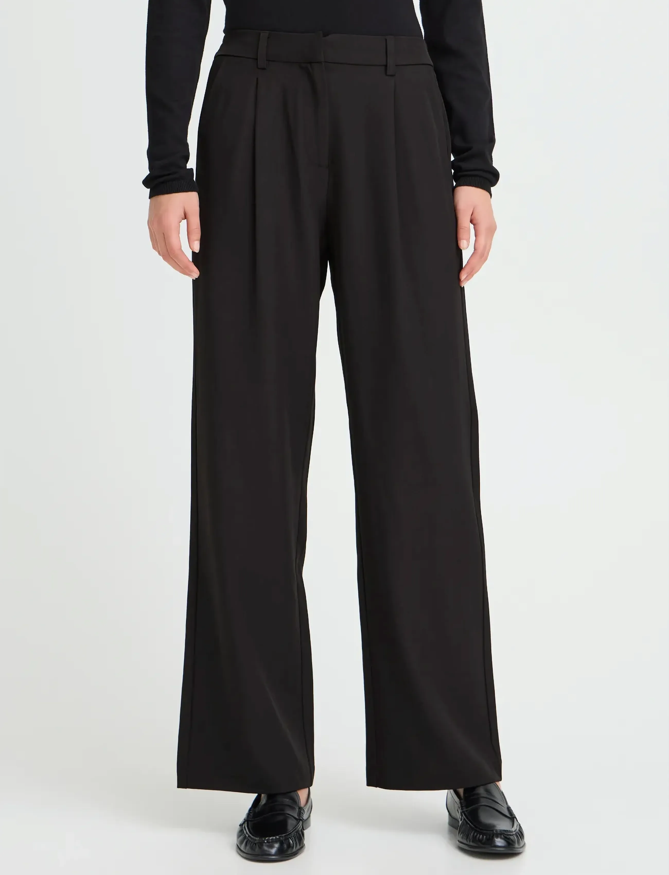 ICHI - IHFAVA WIDE PA - wide leg trousers - black - 4