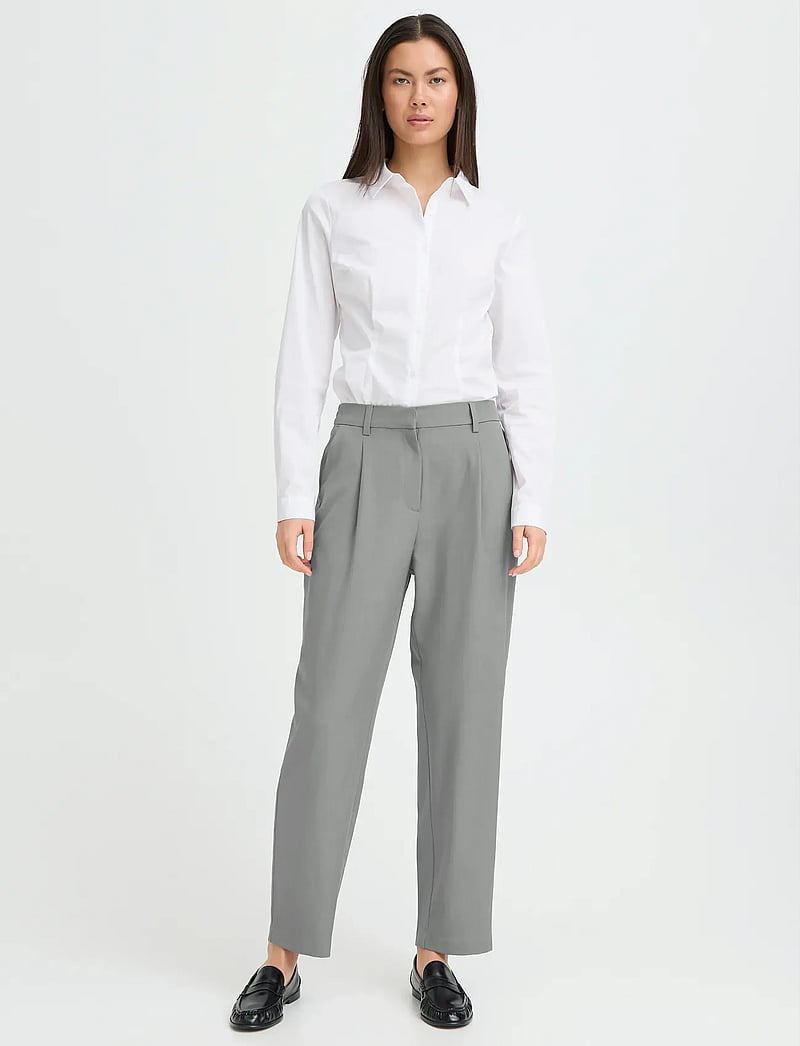 ICHI - IHFAVA ANCLE PA - tailored trousers - grey melange - 0