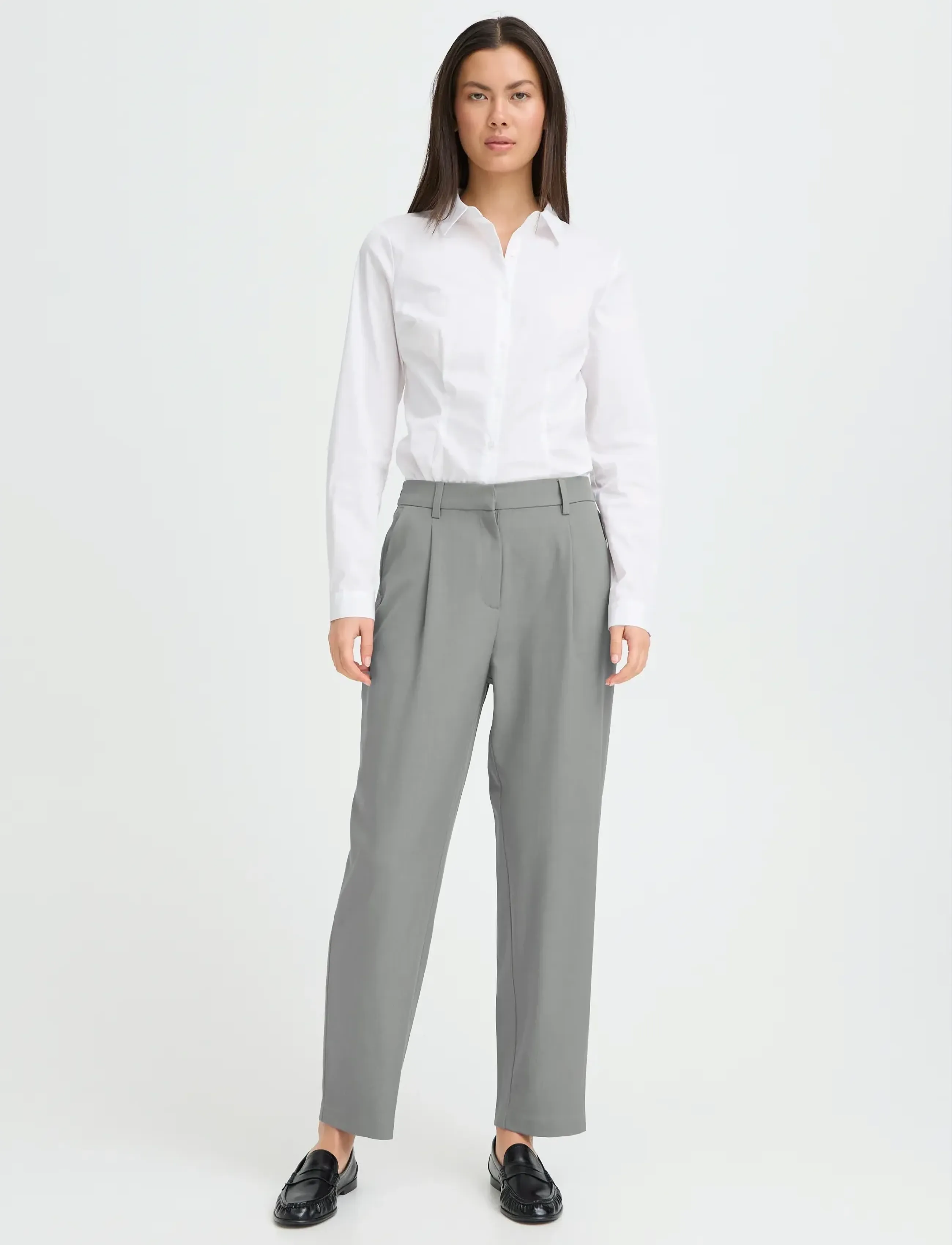 ICHI IHFAVA ANCLE PA - Housut - GREY MELANGE / grey
