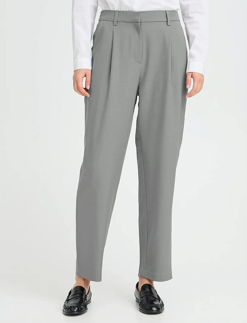ICHI - IHFAVA ANCLE PA - tailored trousers - grey melange - 4