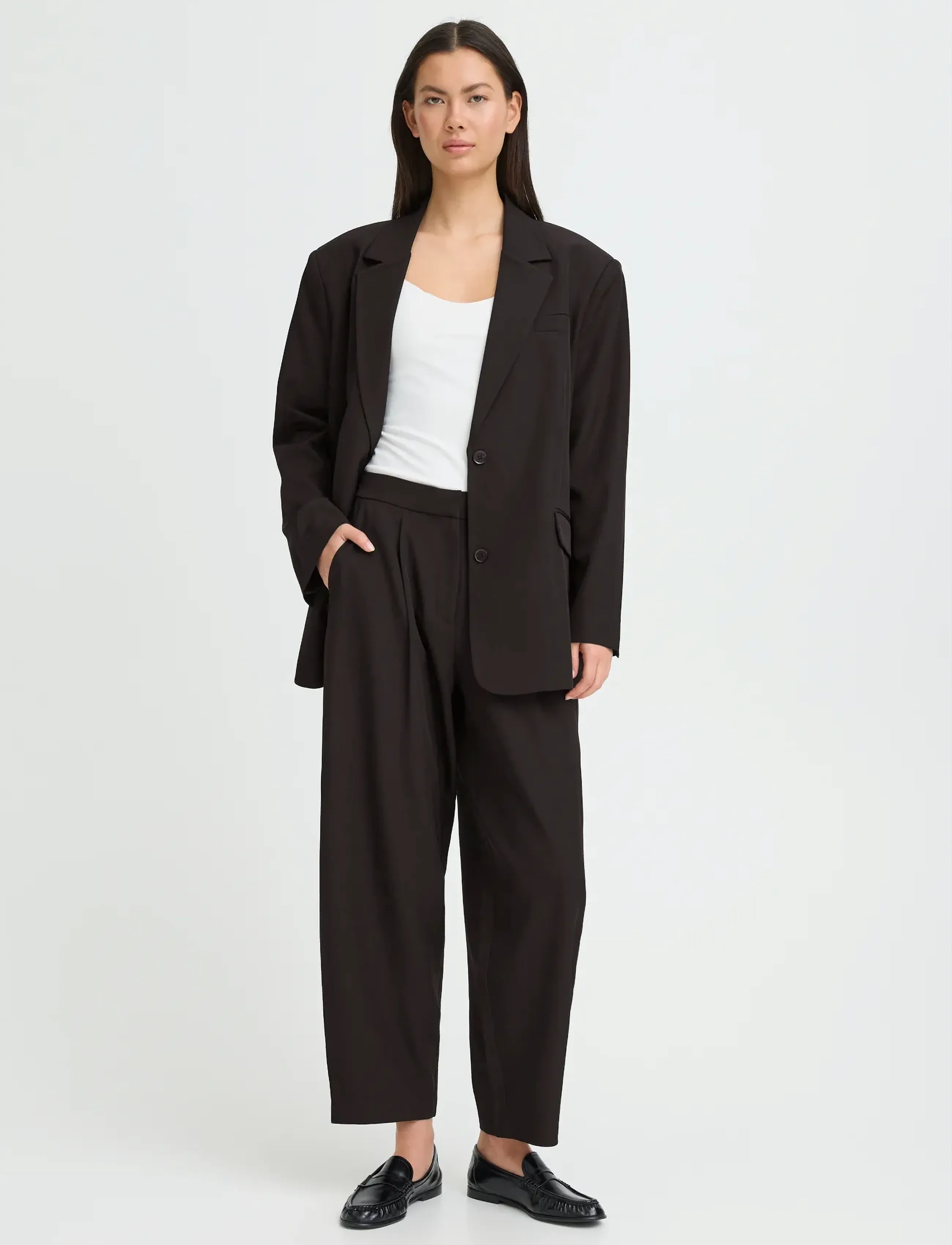 ICHI IHFAVA BARREL PA - Tynnyrihousut - BLACK / black