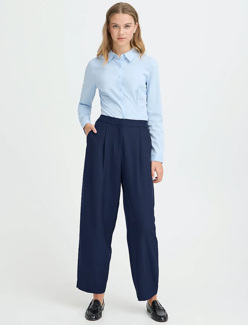 ICHI - IHFAVA BARREL PA - barrel trousers - dark navy - 0