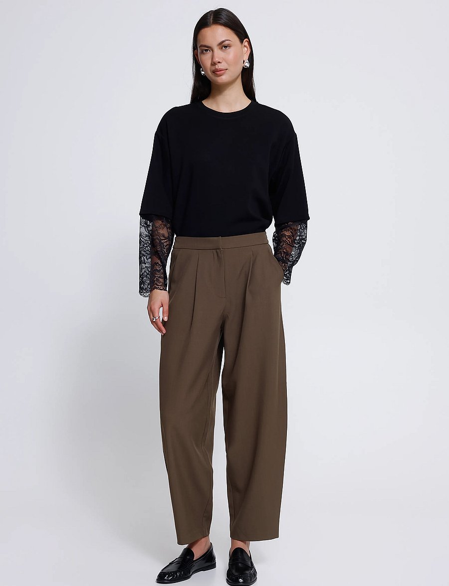 ICHI - IHFAVA BARREL PA - hosen mit geradem bein - slate black melange - 0