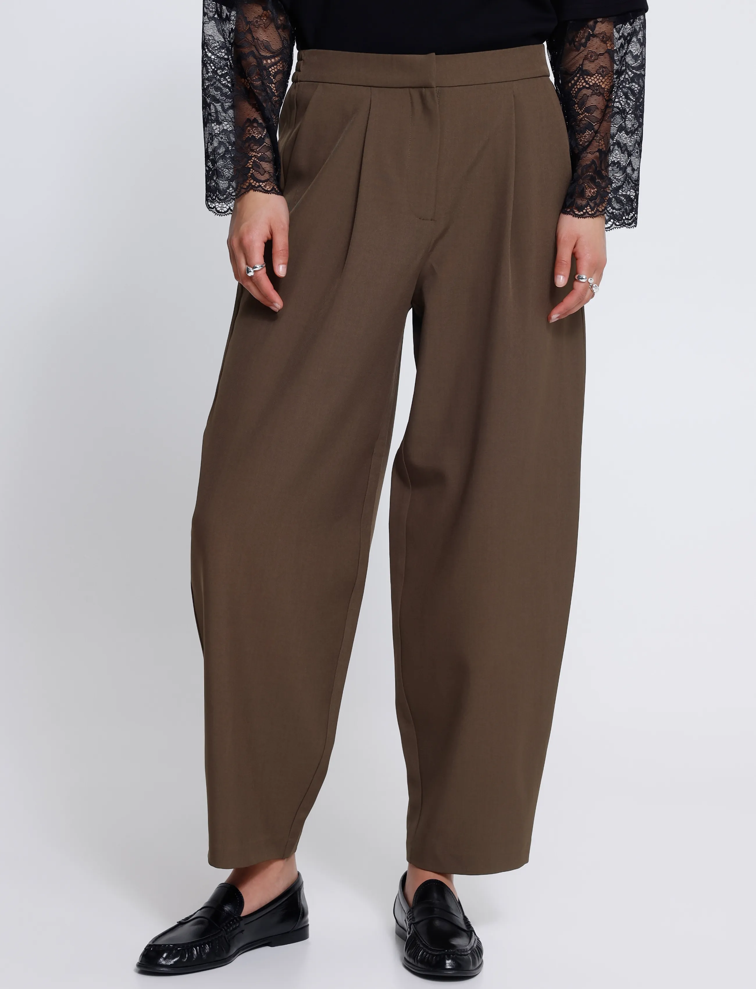 ICHI - IHFAVA BARREL PA - hosen mit geradem bein - slate black melange - 5