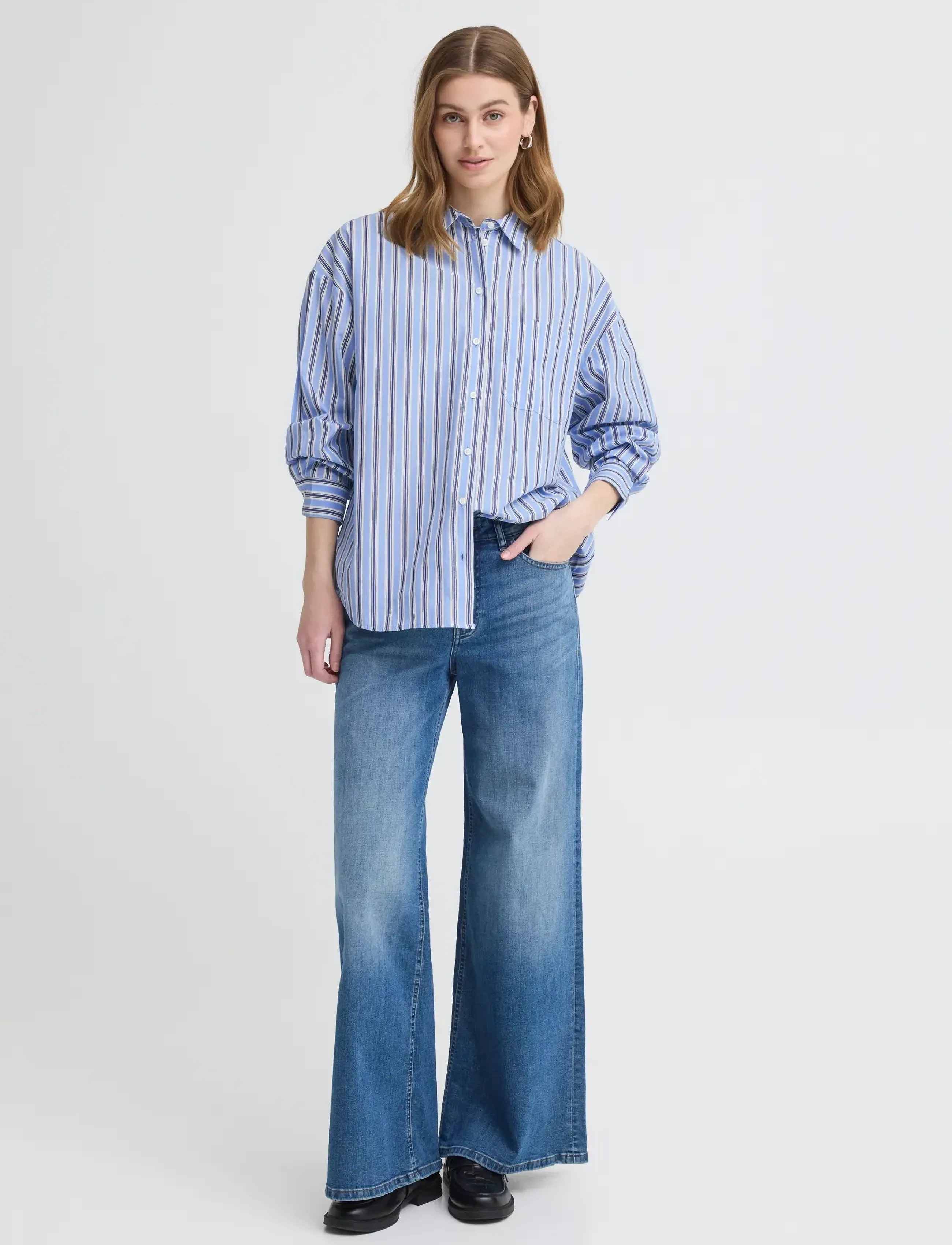 ICHI IHFLUCA SH2 - Langärmlige Hemden - BLUE STRIPE / blue