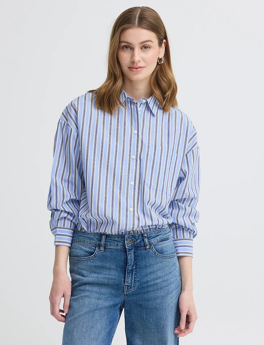 ICHI - IHFLUCA SH2 - long-sleeved shirts - blue stripe - 5