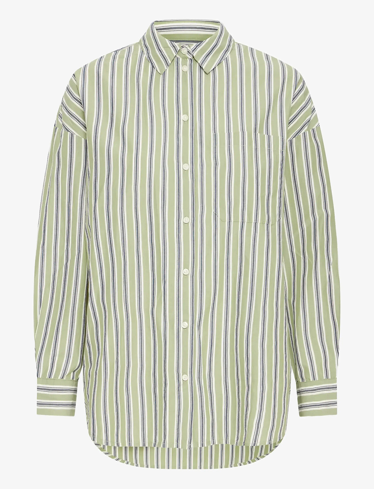 ICHI - IHFLUCA SH2 - long-sleeved shirts - green stripe - 0