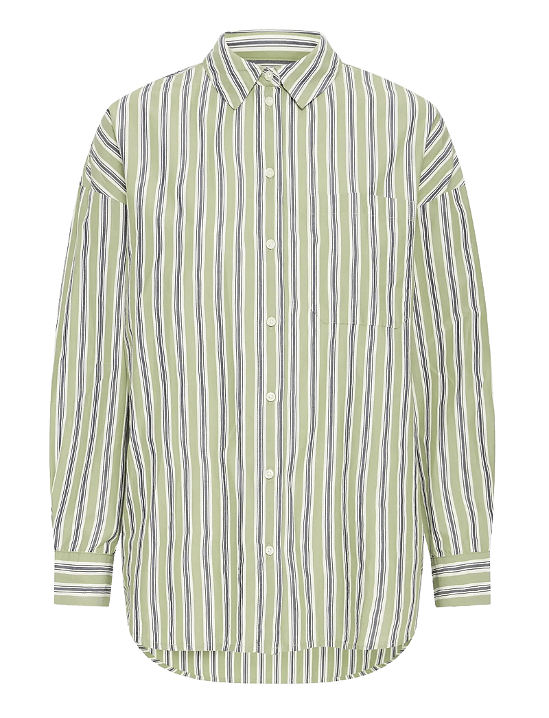 ICHI - IHFLUCA SH2 - long-sleeved shirts - green stripe - 0