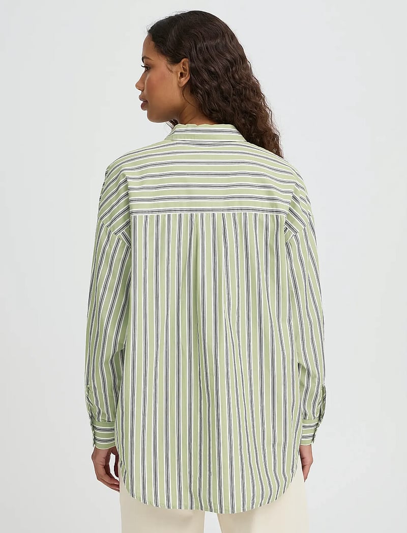 ICHI - IHFLUCA SH2 - long-sleeved shirts - green stripe - 3