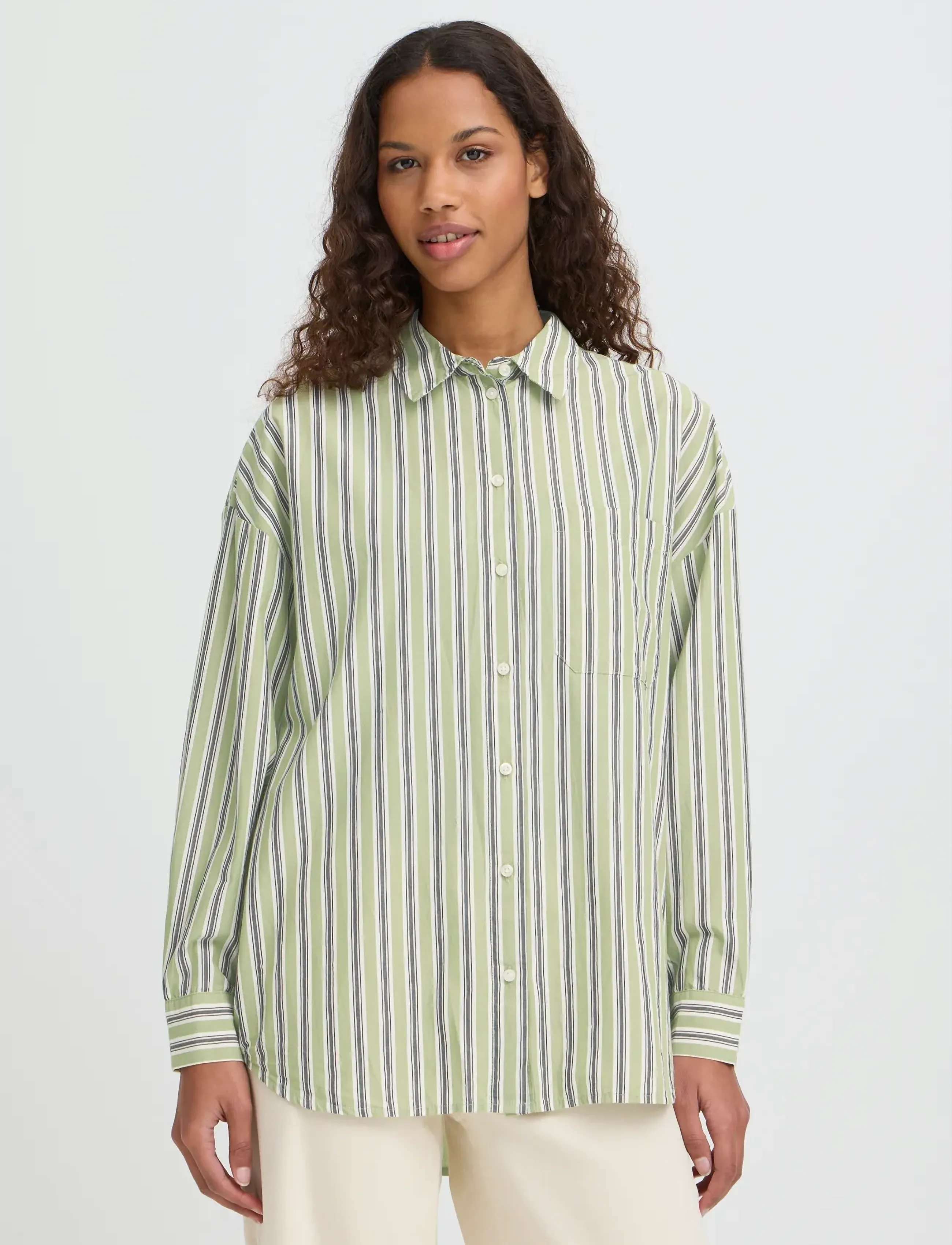ICHI - IHFLUCA SH2 - langærmede skjorter - green stripe - 4