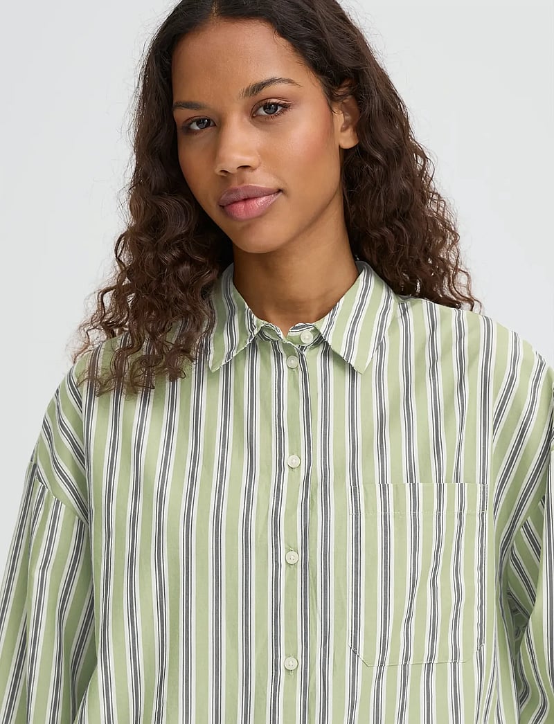 ICHI - IHFLUCA SH2 - long-sleeved shirts - green stripe - 5