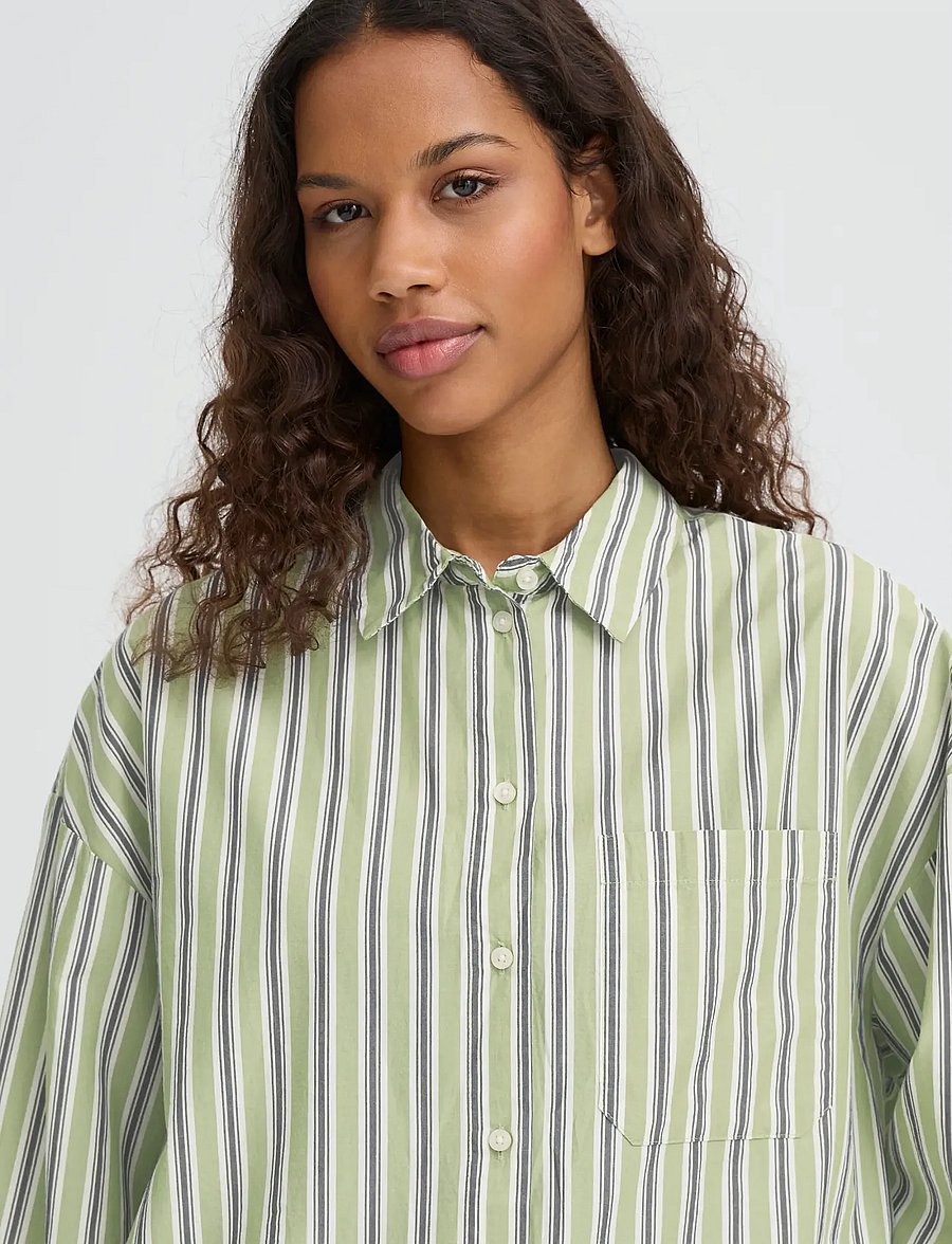 ICHI - IHFLUCA SH2 - long-sleeved shirts - green stripe - 5