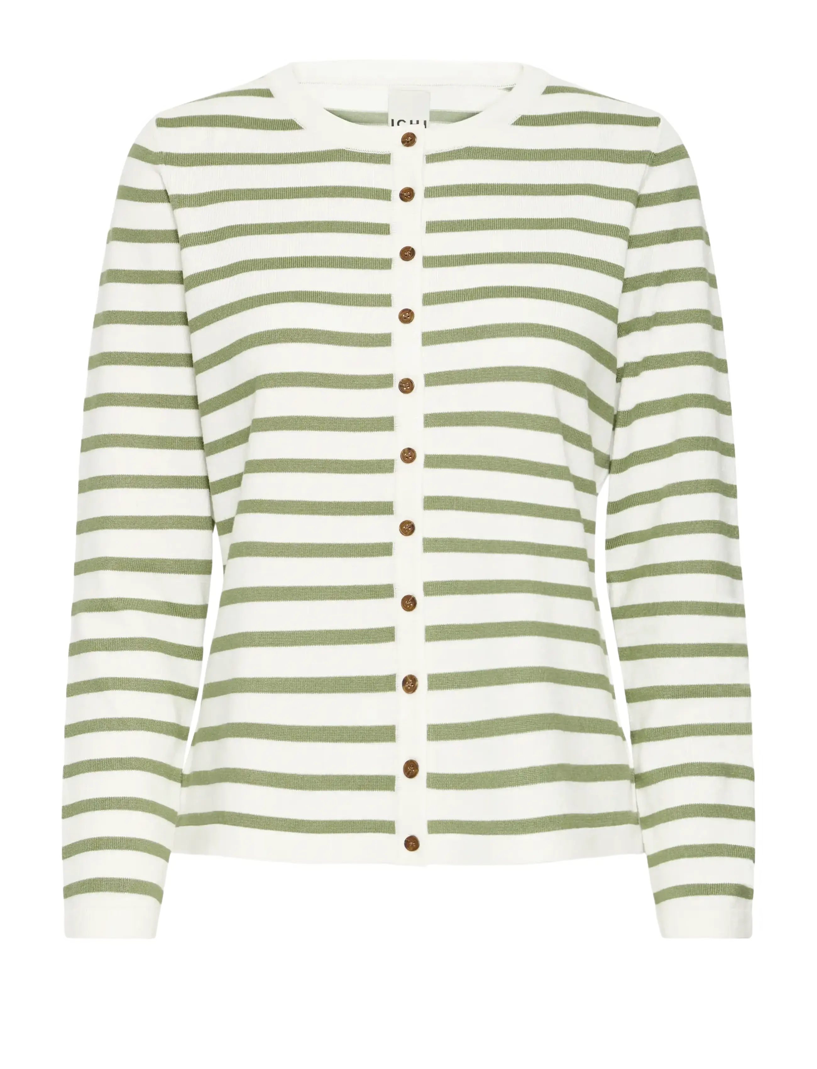ICHI IHLULS O-NECK CA - ICHI - SMALL IGUANA WHITE STRIPE / green