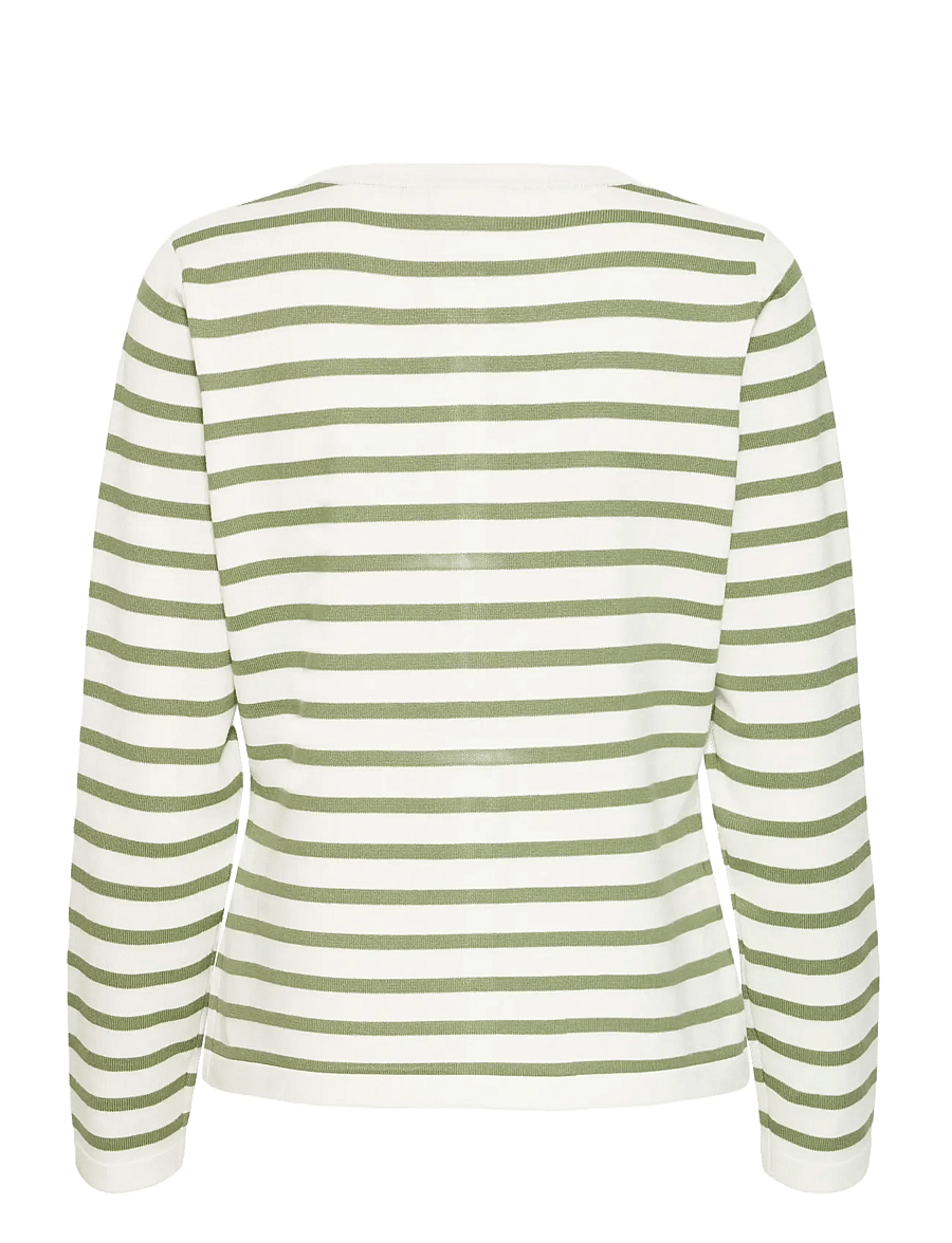 ICHI - IHLULS O-NECK CA - cardigans - small iguana white stripe - 2