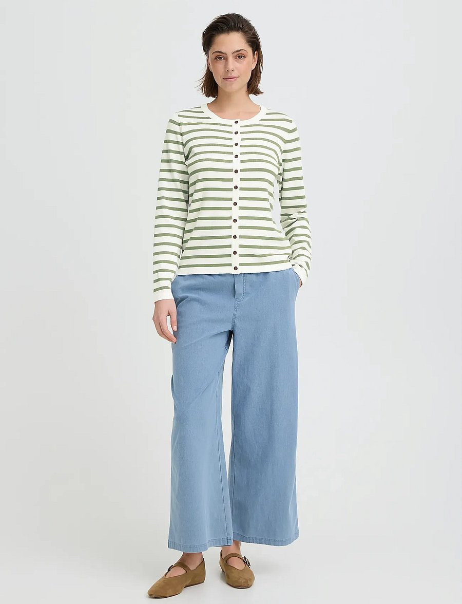 ICHI - IHLULS O-NECK CA - cardigans - small iguana white stripe - 0